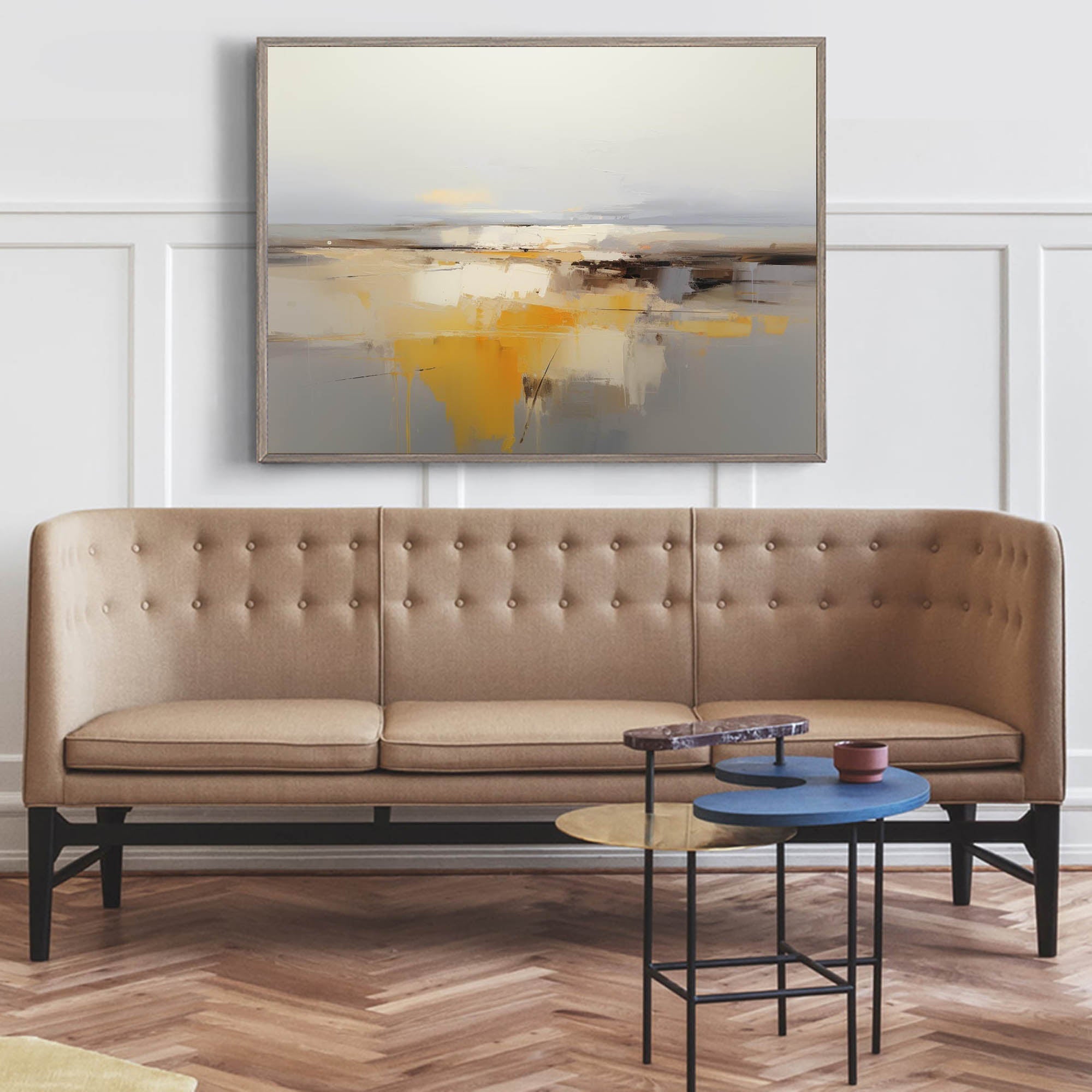 Wallart Golden Horizon Abstract Landscape