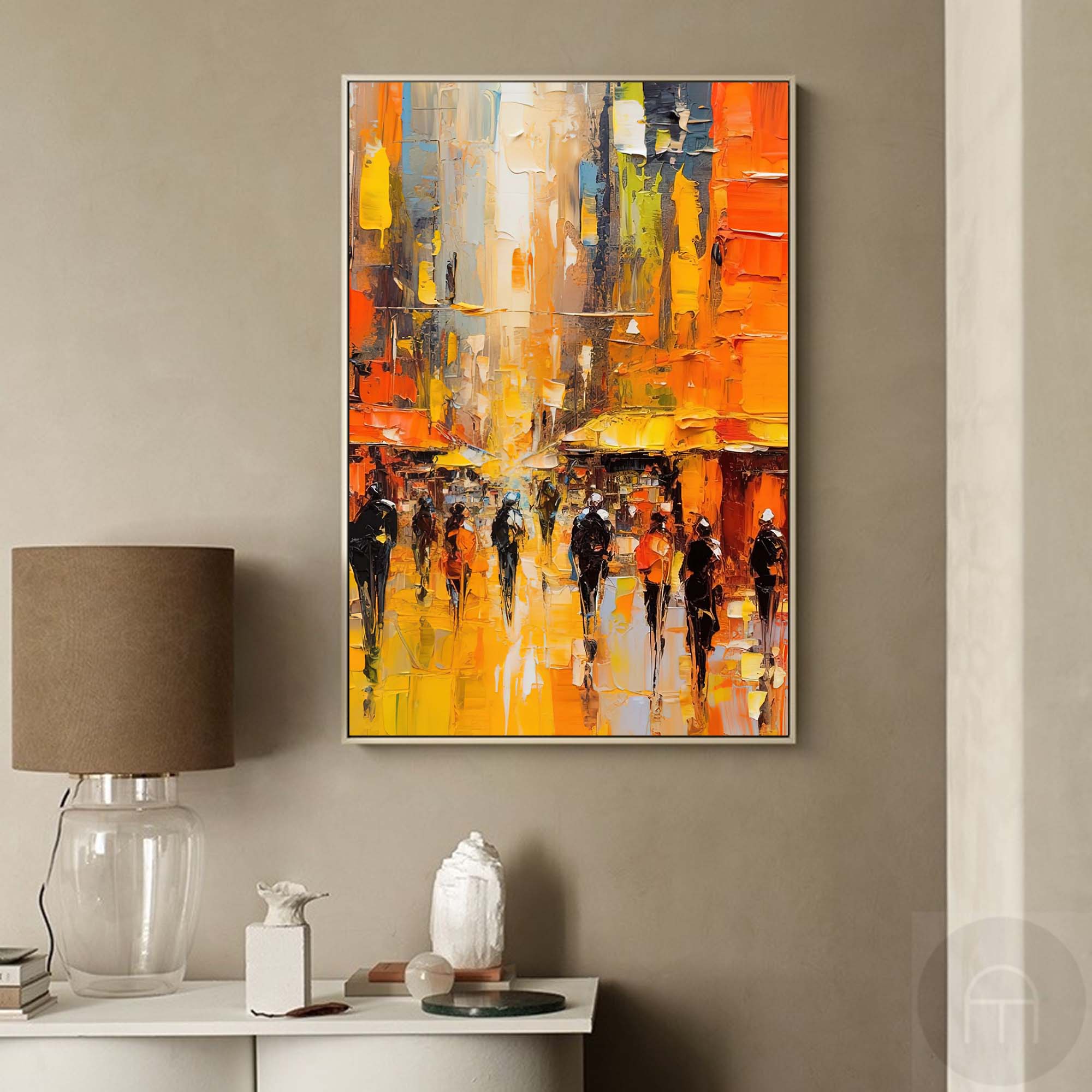 Wallart Golden Hour Cityscape Oil Painting