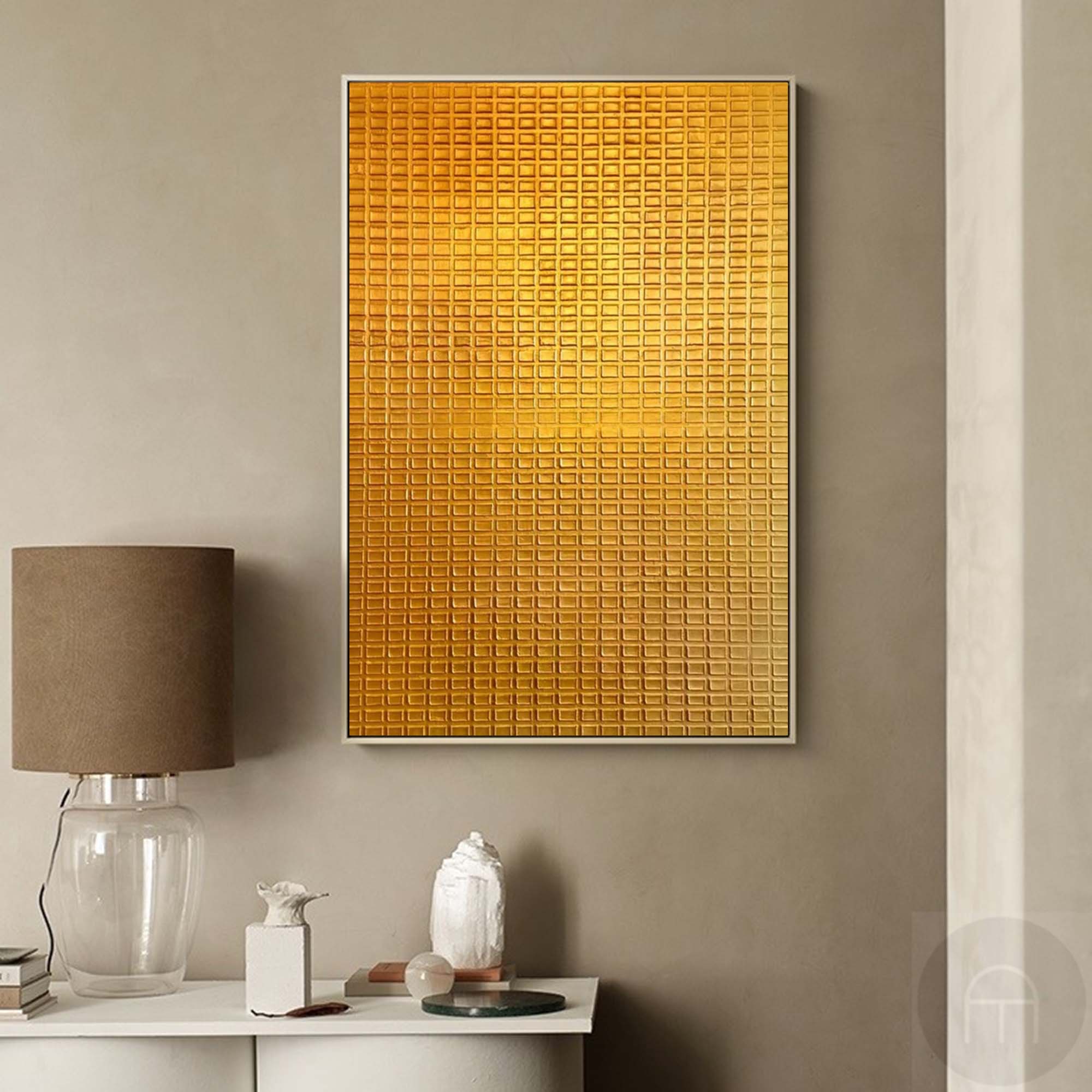 Wallart Golden Geometric Textured Artwork