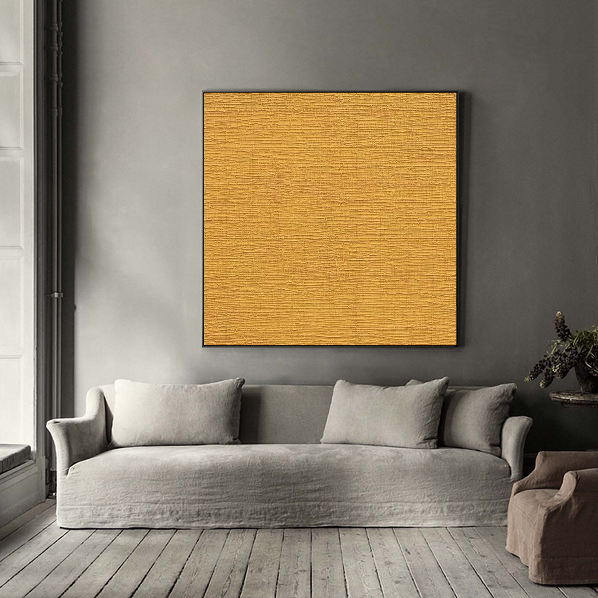 Wallart Textured Mustard Yellow Canvas Art