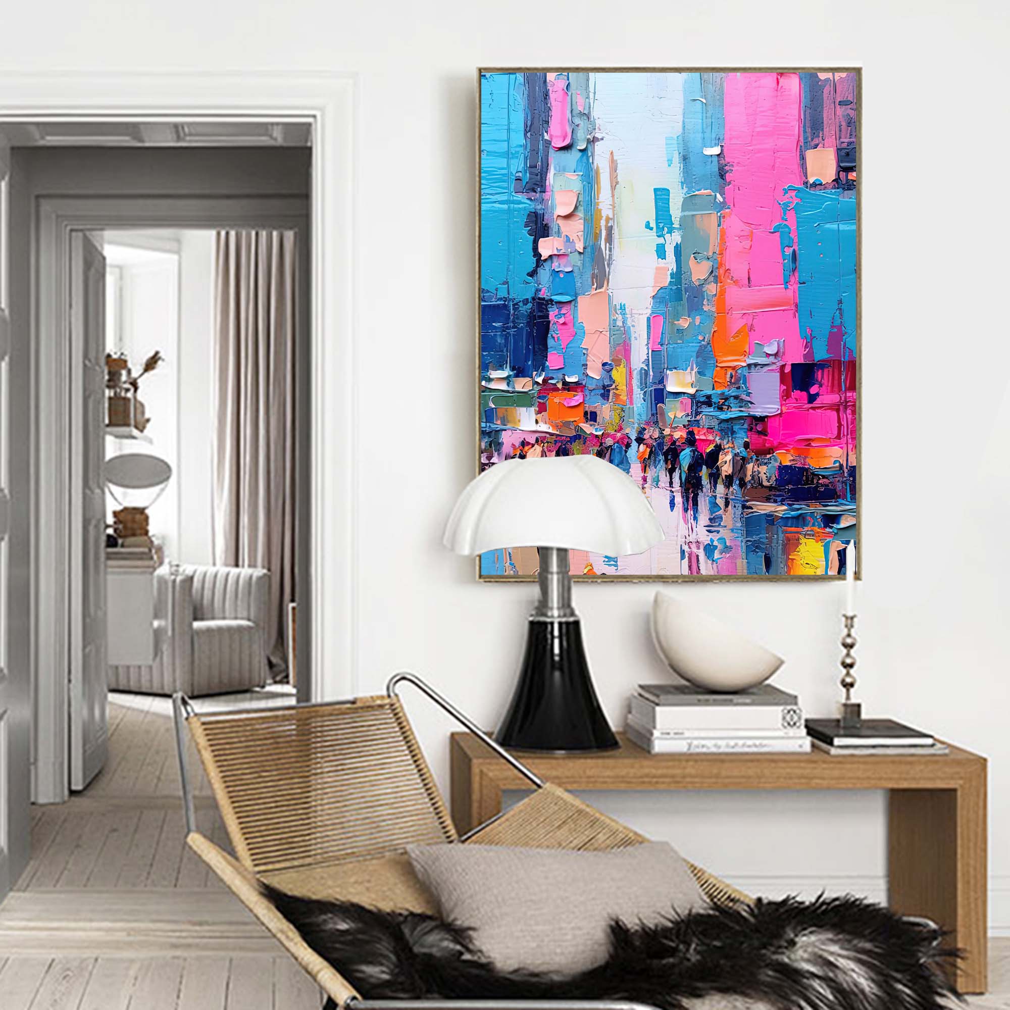 Wallart Vibrant City Life Oil Painting