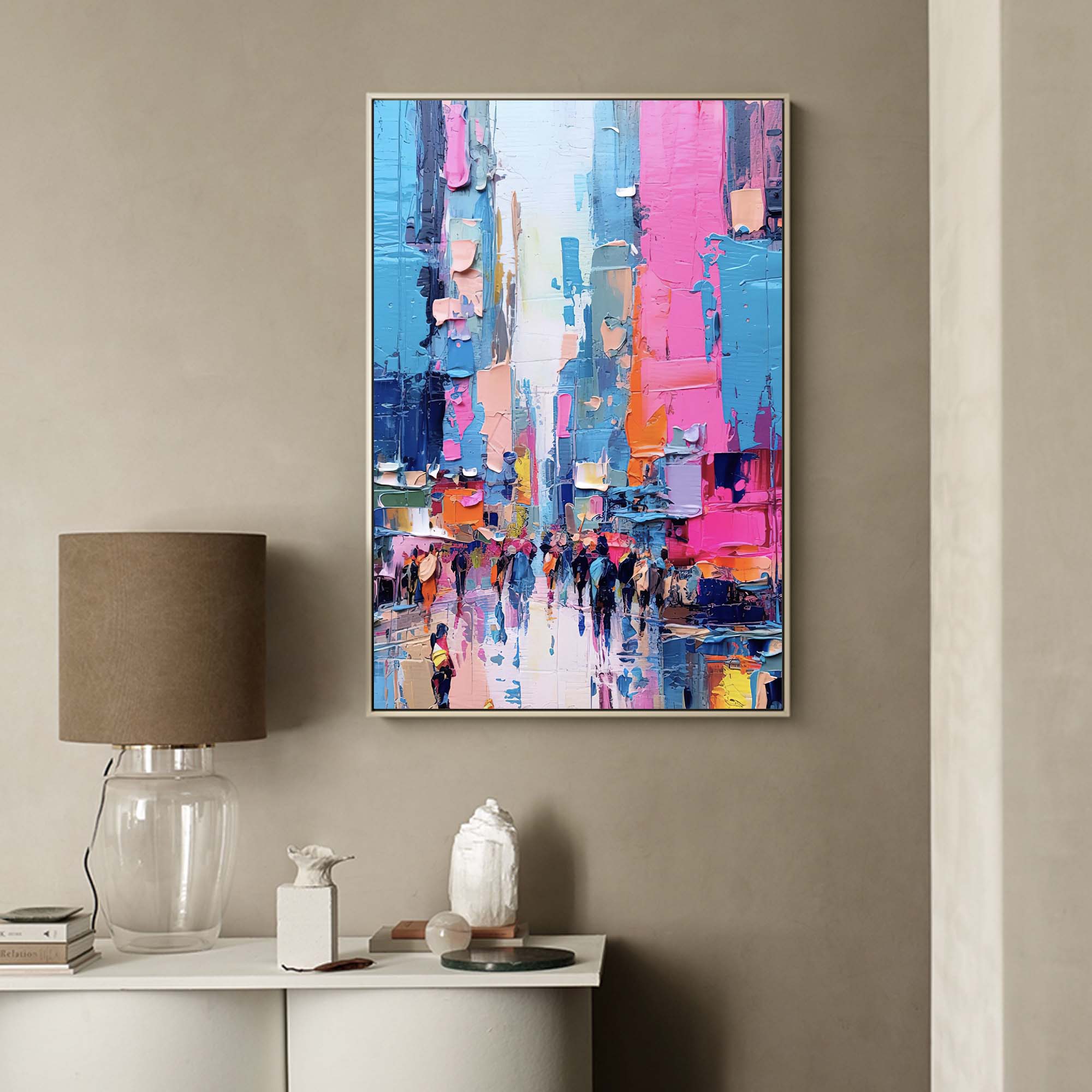 Wallart Vibrant City Life Oil Painting