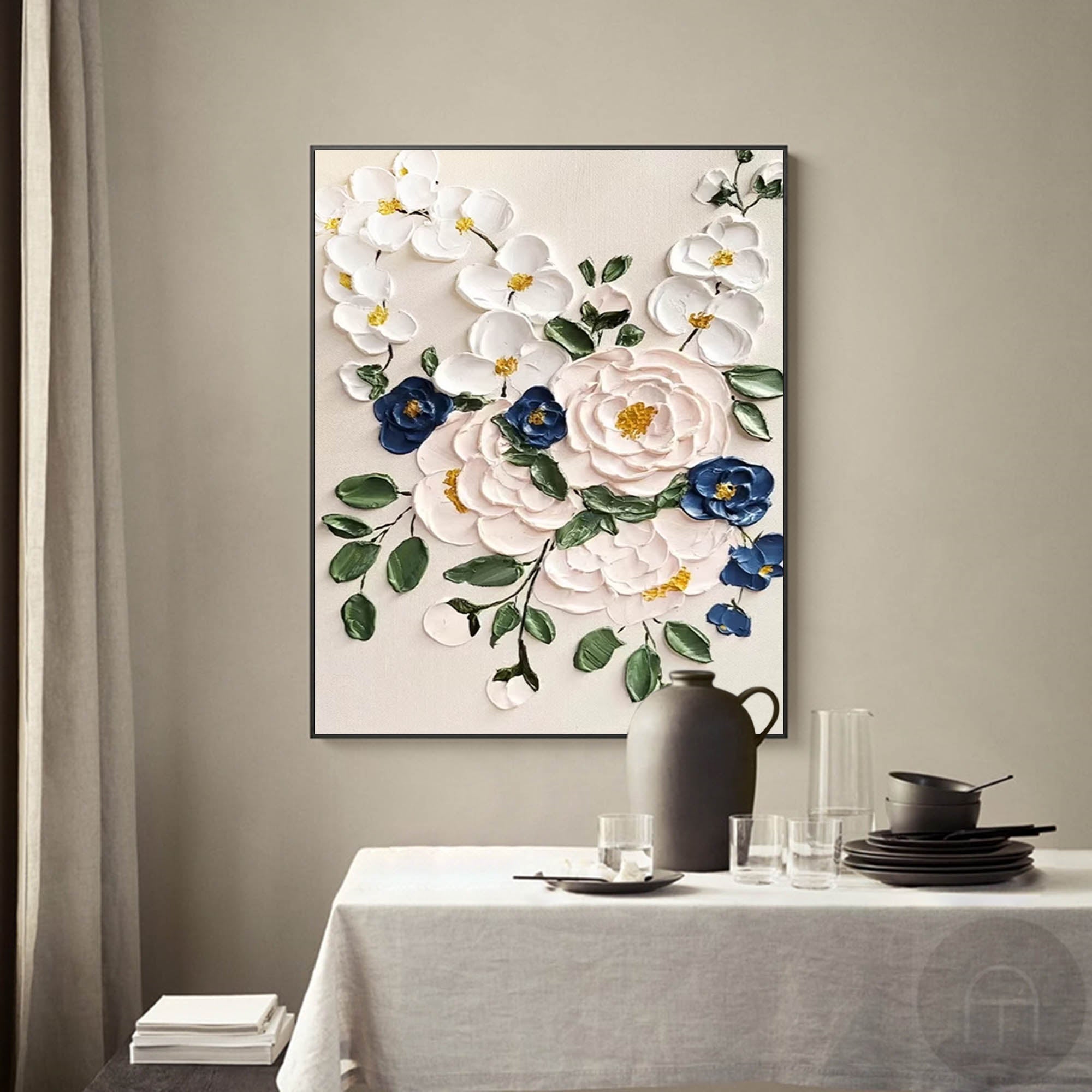 Wallart Elegant 3D Floral Canvas Art