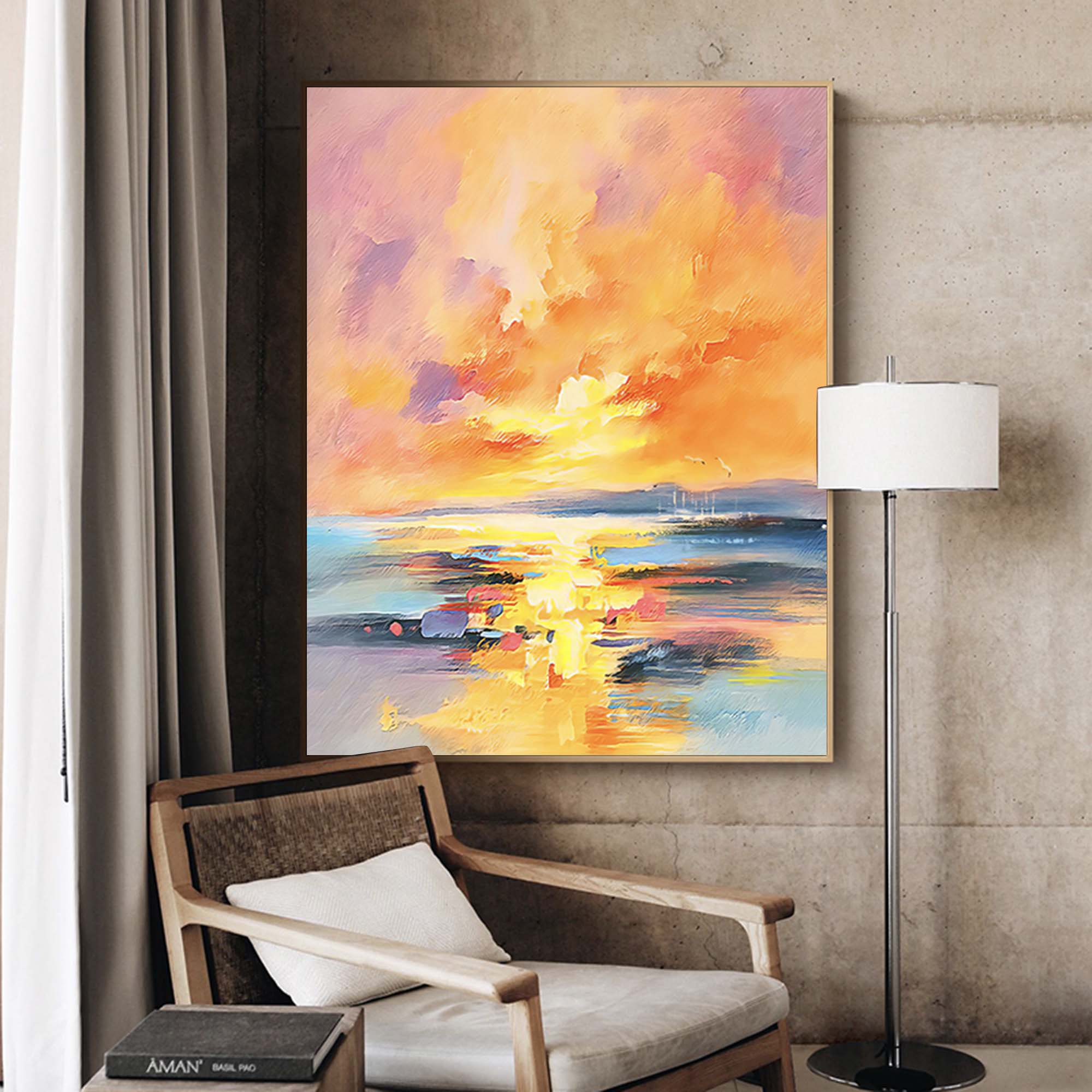Wallart Vibrant Sunset Abstract Landscape