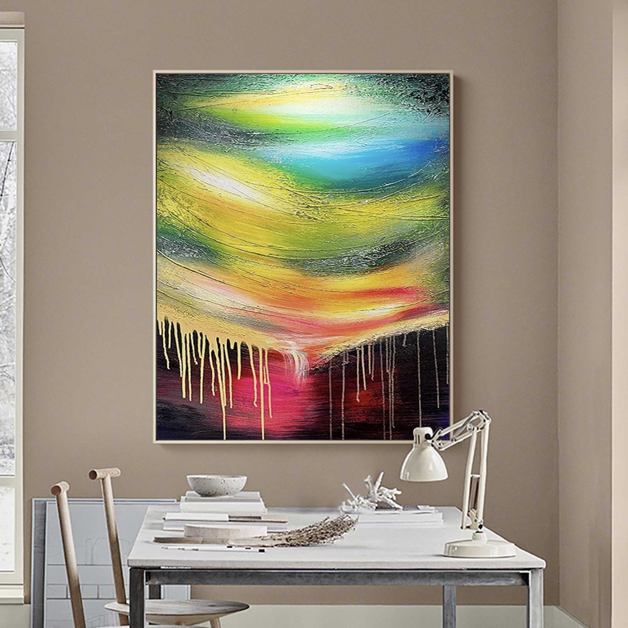 Wallart Vivid Drip Abstract Color Wave Canvas Art