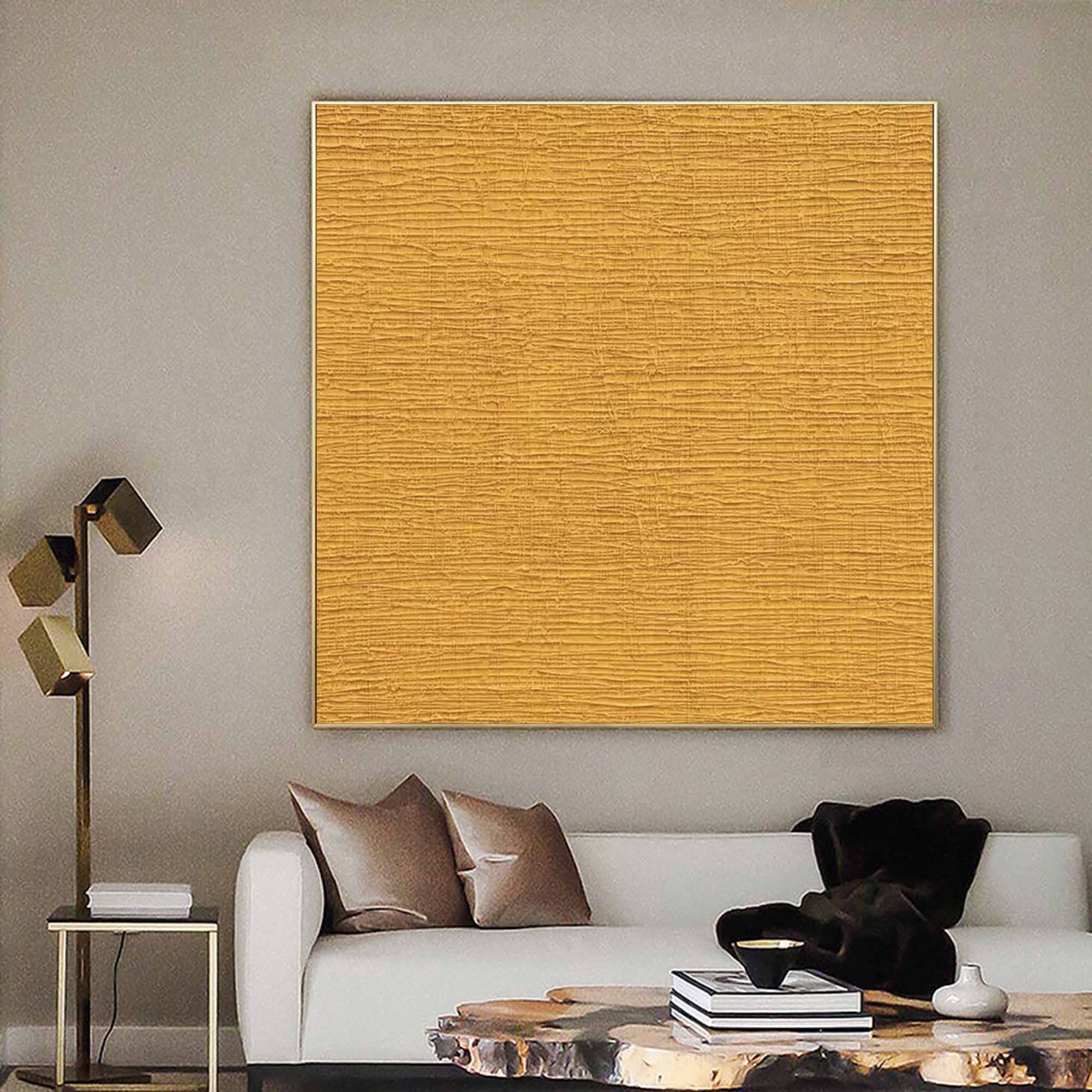 Wallart Textured Mustard Yellow Canvas Art