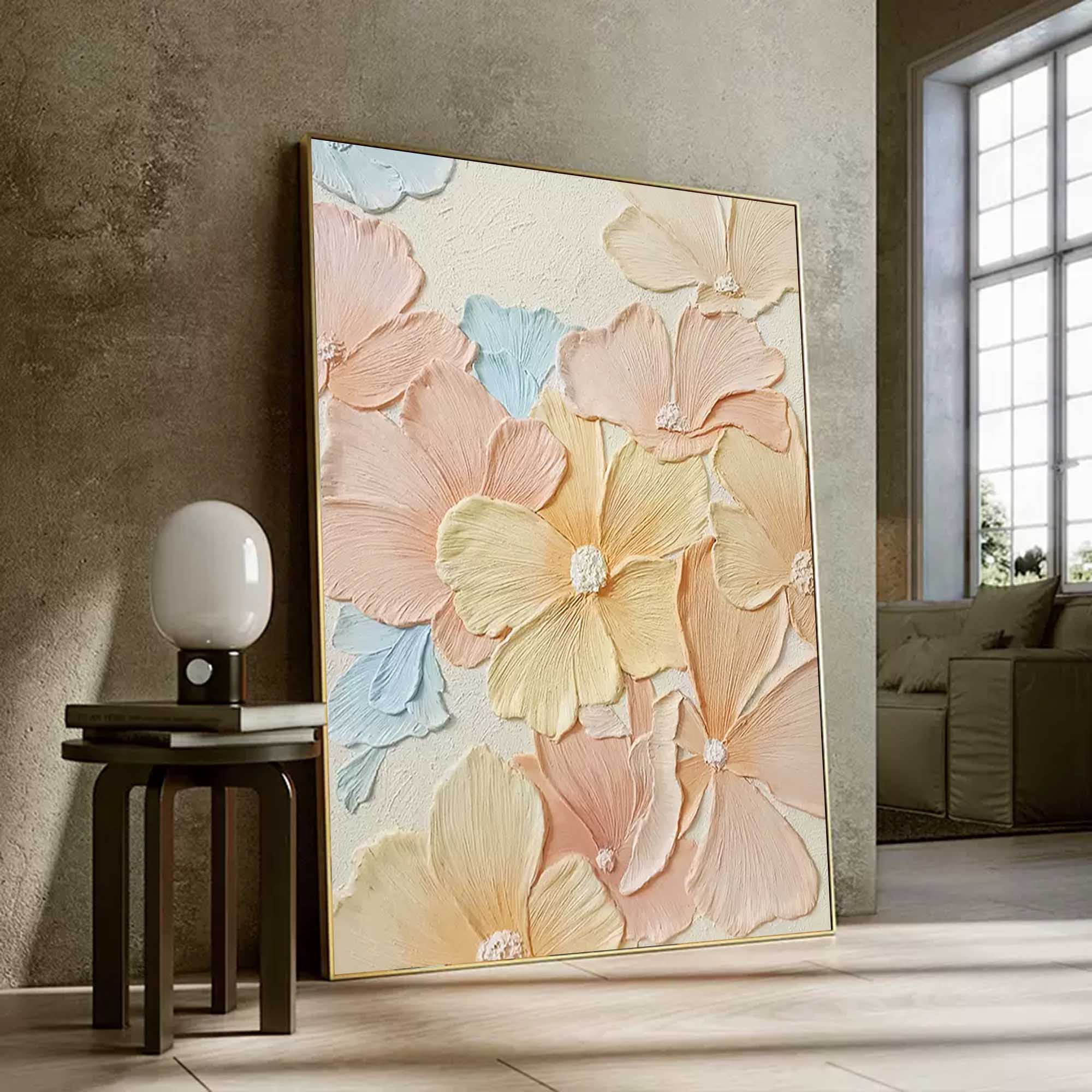 Wallart Pastel Floral Textured Canvas Art