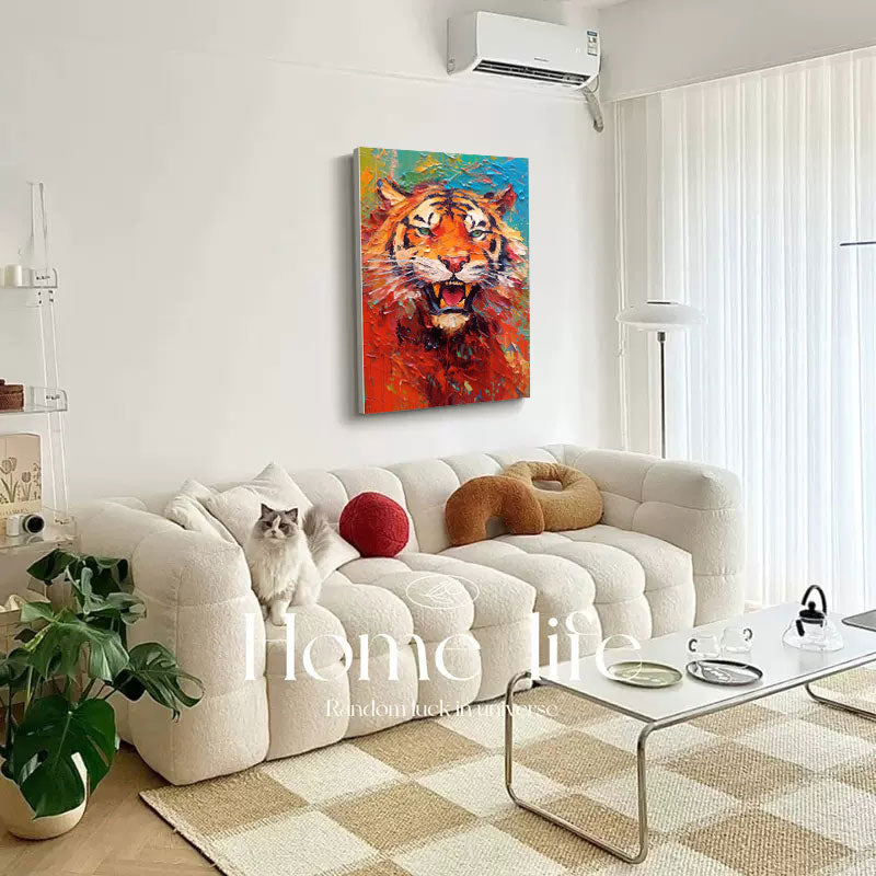 Wallart Vivid Roar: Fierce Tiger in Flames
