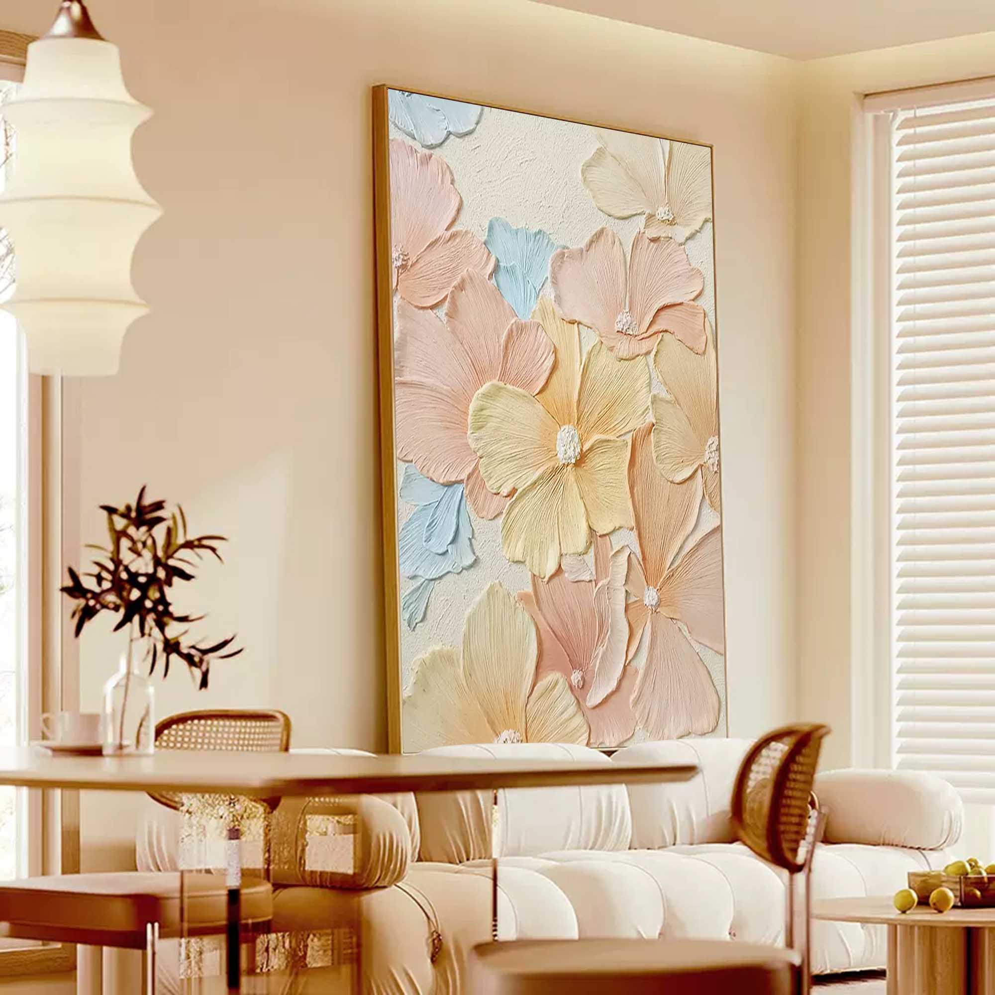 Wallart Pastel Floral Textured Canvas Art