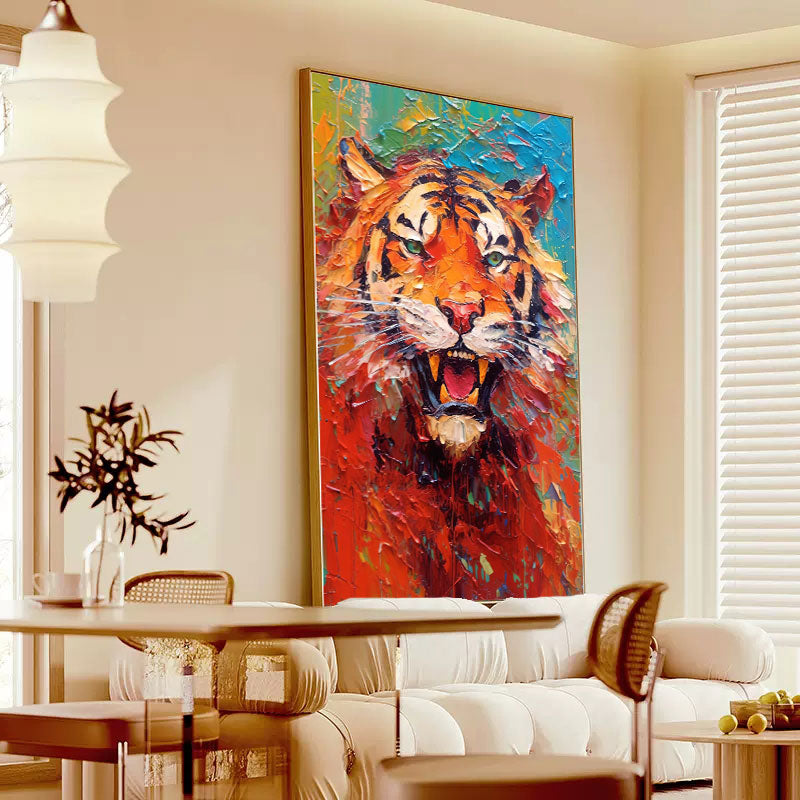 Wallart Vivid Roar: Fierce Tiger in Flames
