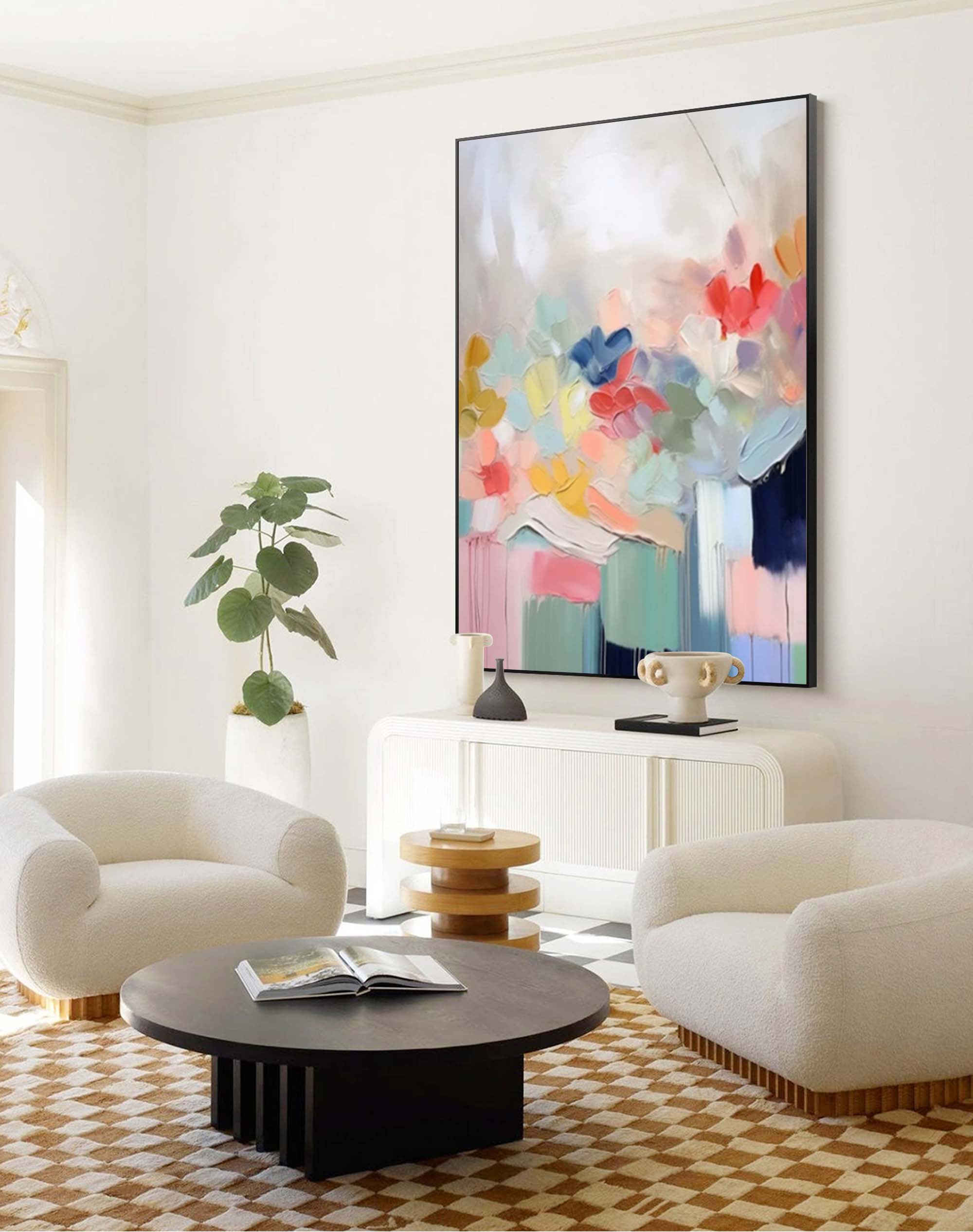 Wallart Soft Bloom Pastel Abstract Canvas Art