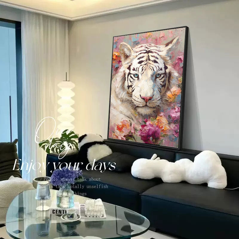 Wallart Majestic Beauty: White Tiger in Bloom