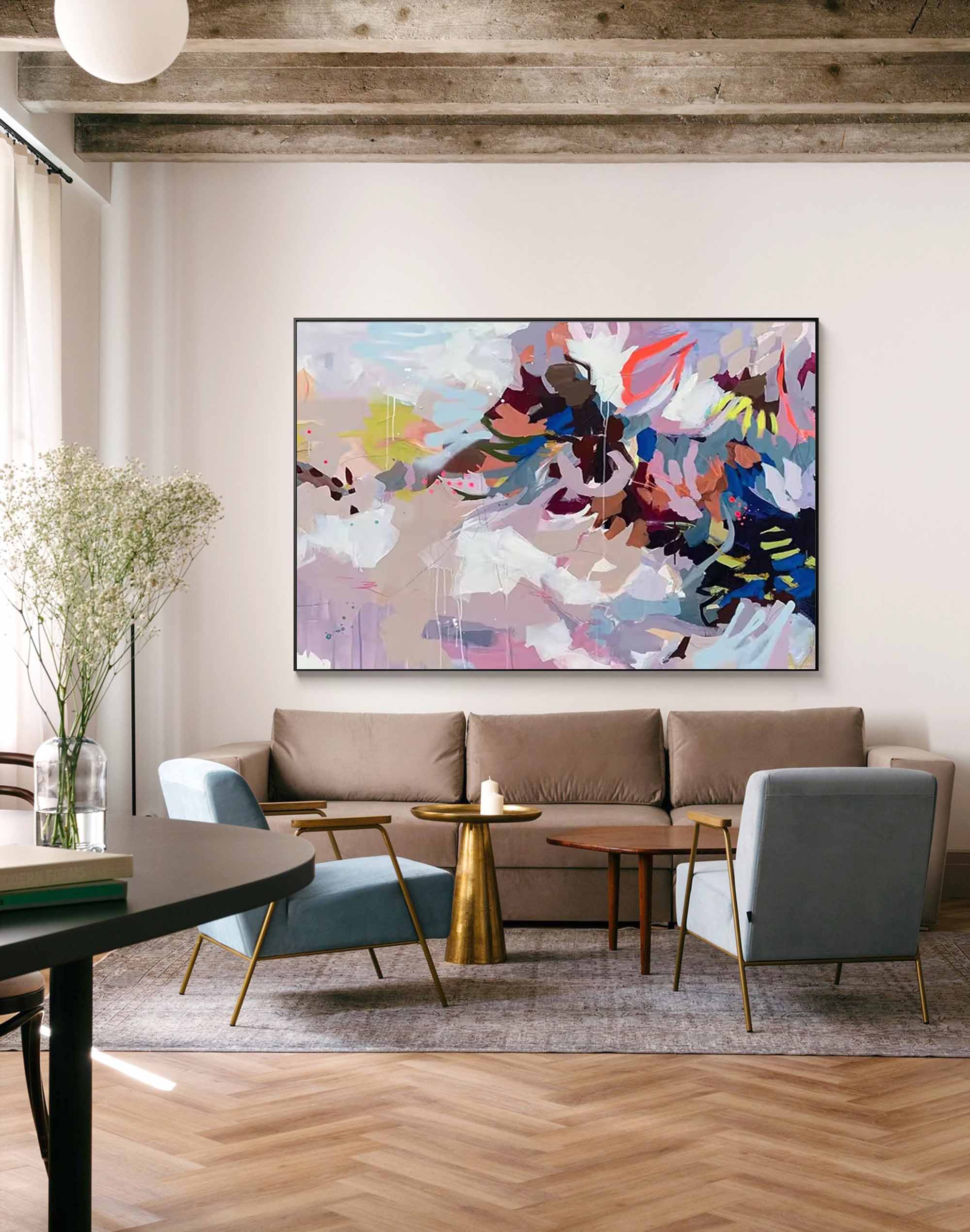 Wallart Abstract Floral Color Burst Art