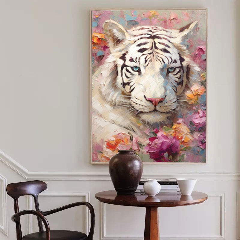 Wallart Majestic Beauty: White Tiger in Bloom