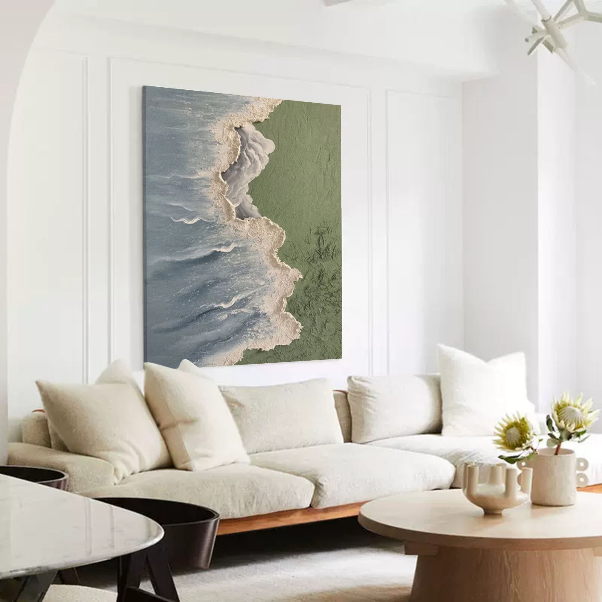 Wallart Textured Coastal Shoreline Art