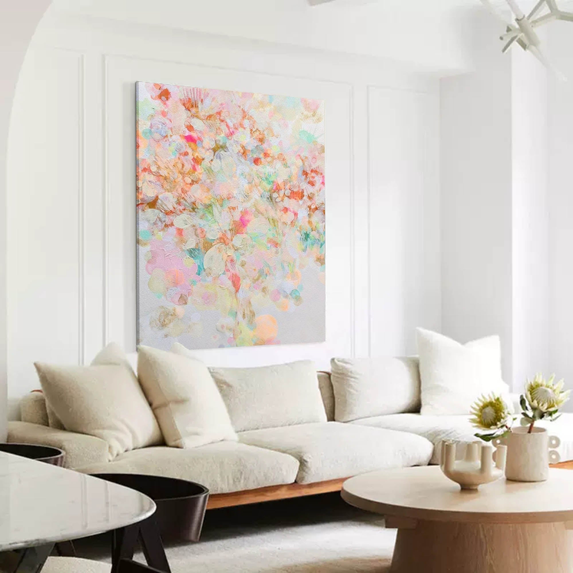 Wallart Whimsical Soft Pastel Abstract Floral Art
