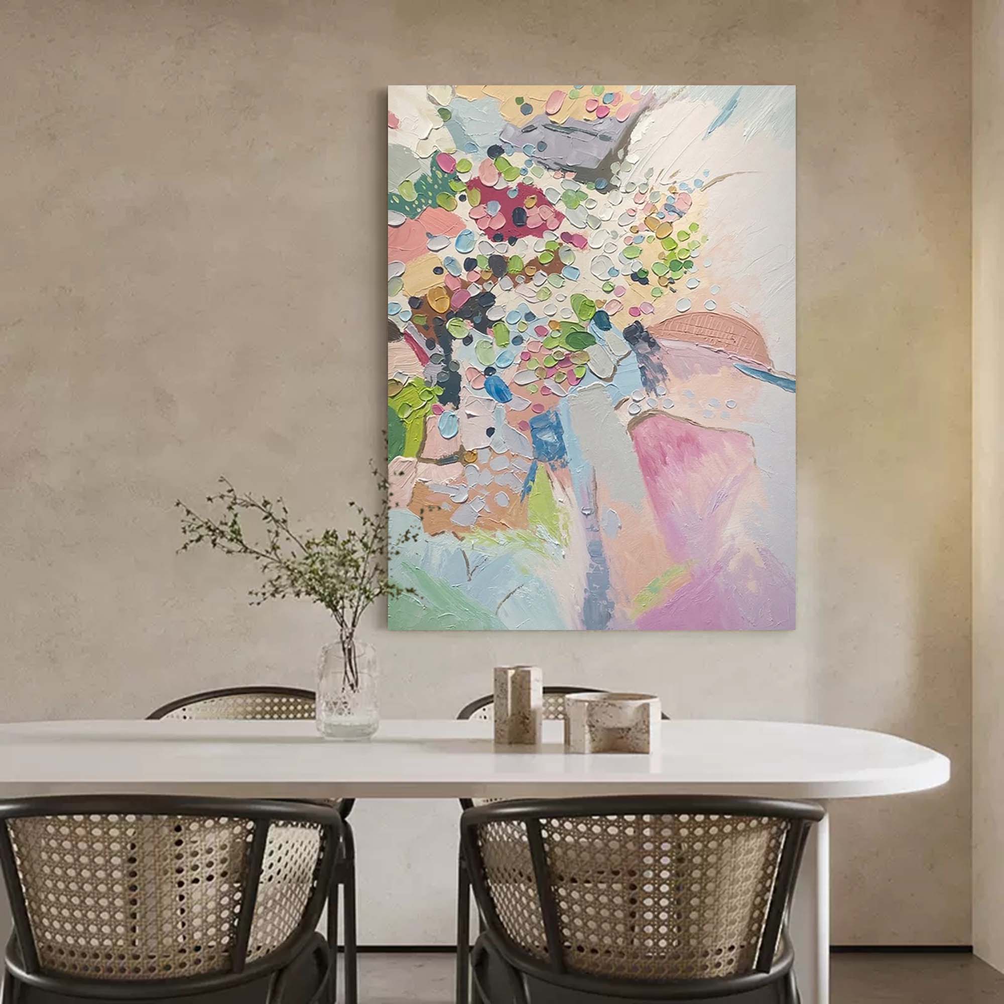 Wallart Pastel Dream Abstract Floral Textured Canvas Art
