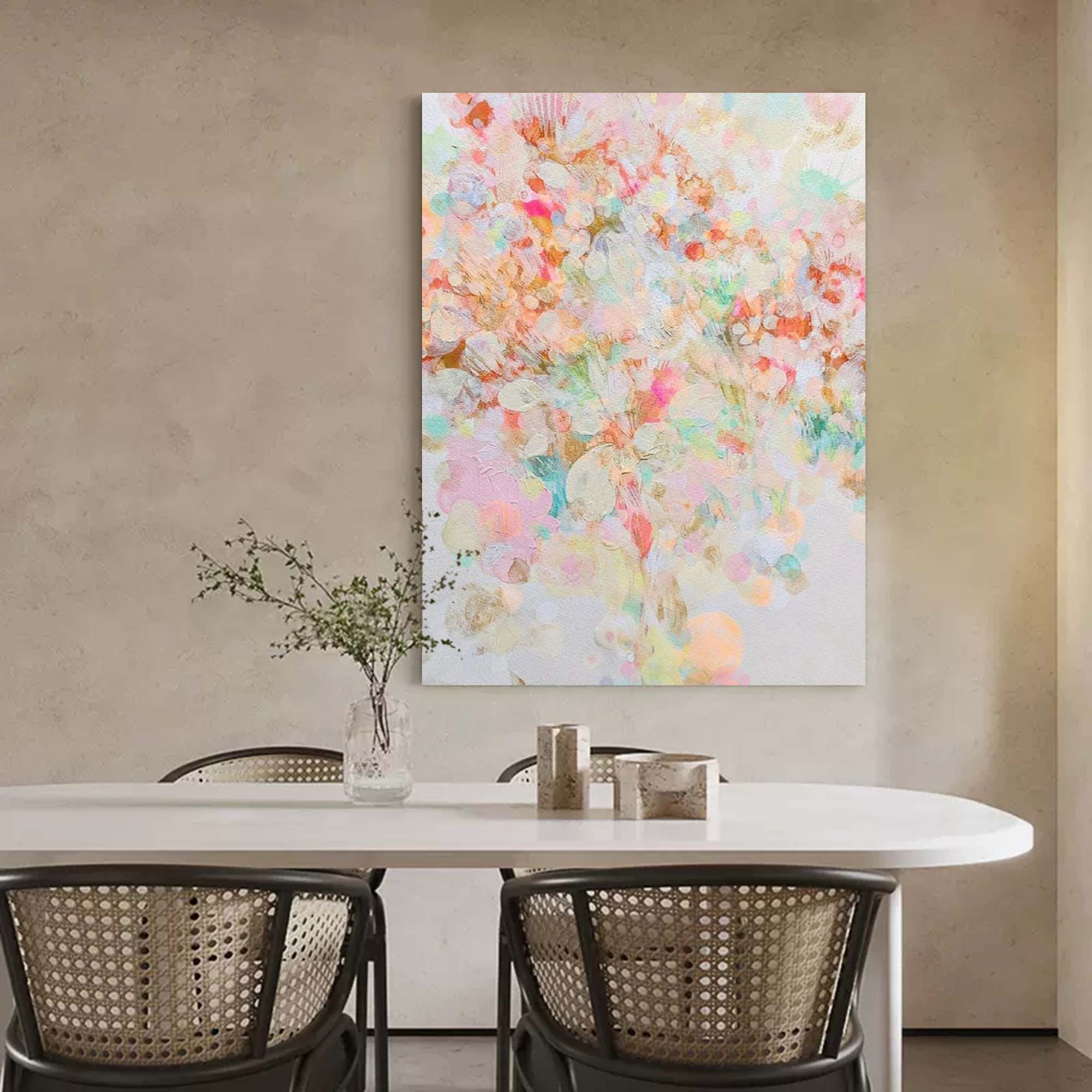 Wallart Whimsical Soft Pastel Abstract Floral Art