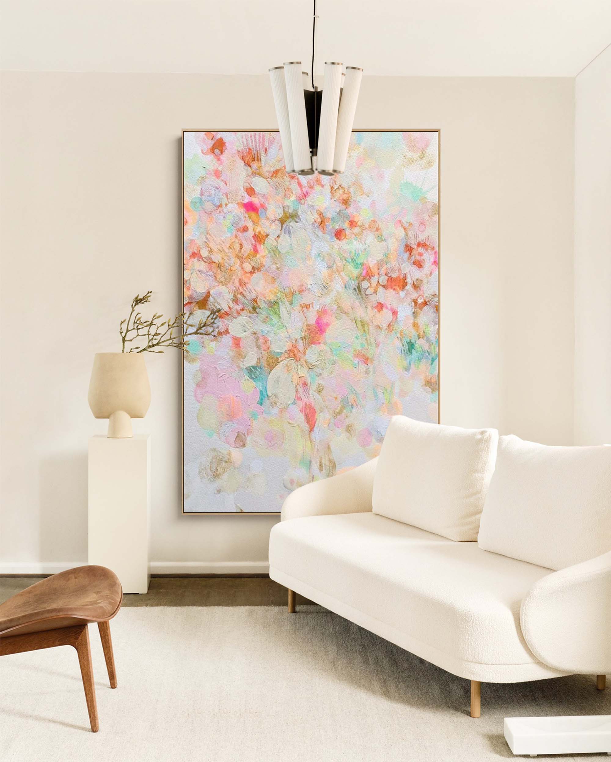 Wallart Whimsical Soft Pastel Abstract Floral Art