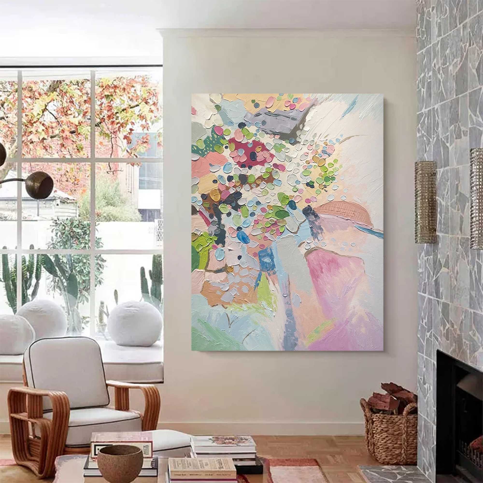 Wallart Pastel Dream Abstract Floral Textured Canvas Art