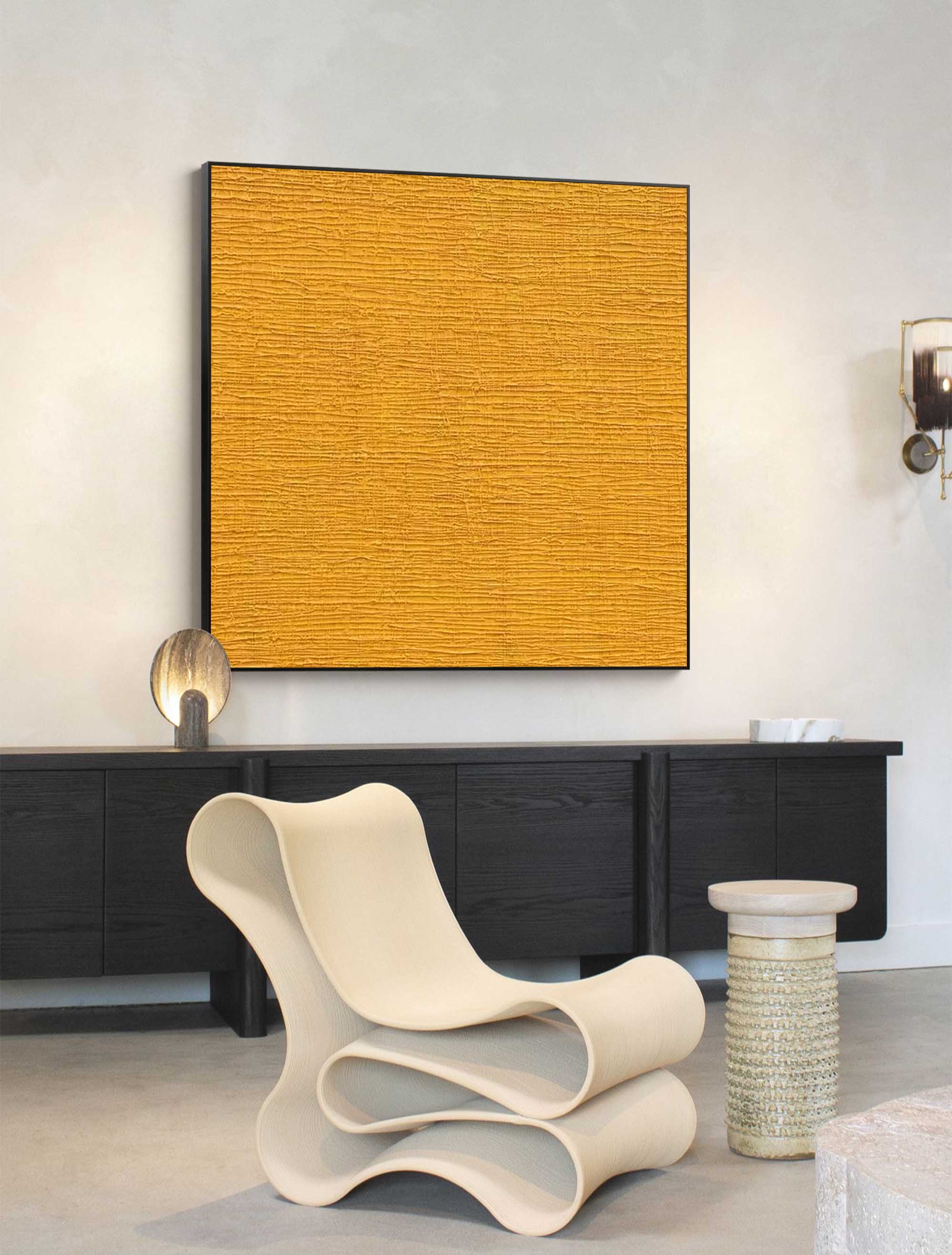 Wallart Textured Mustard Yellow Canvas Art