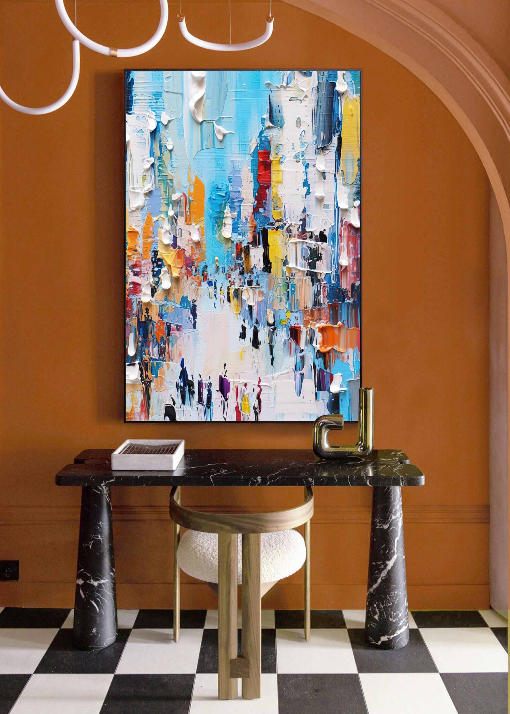 Wallart Abstract Light Cityscape Oil Painting
