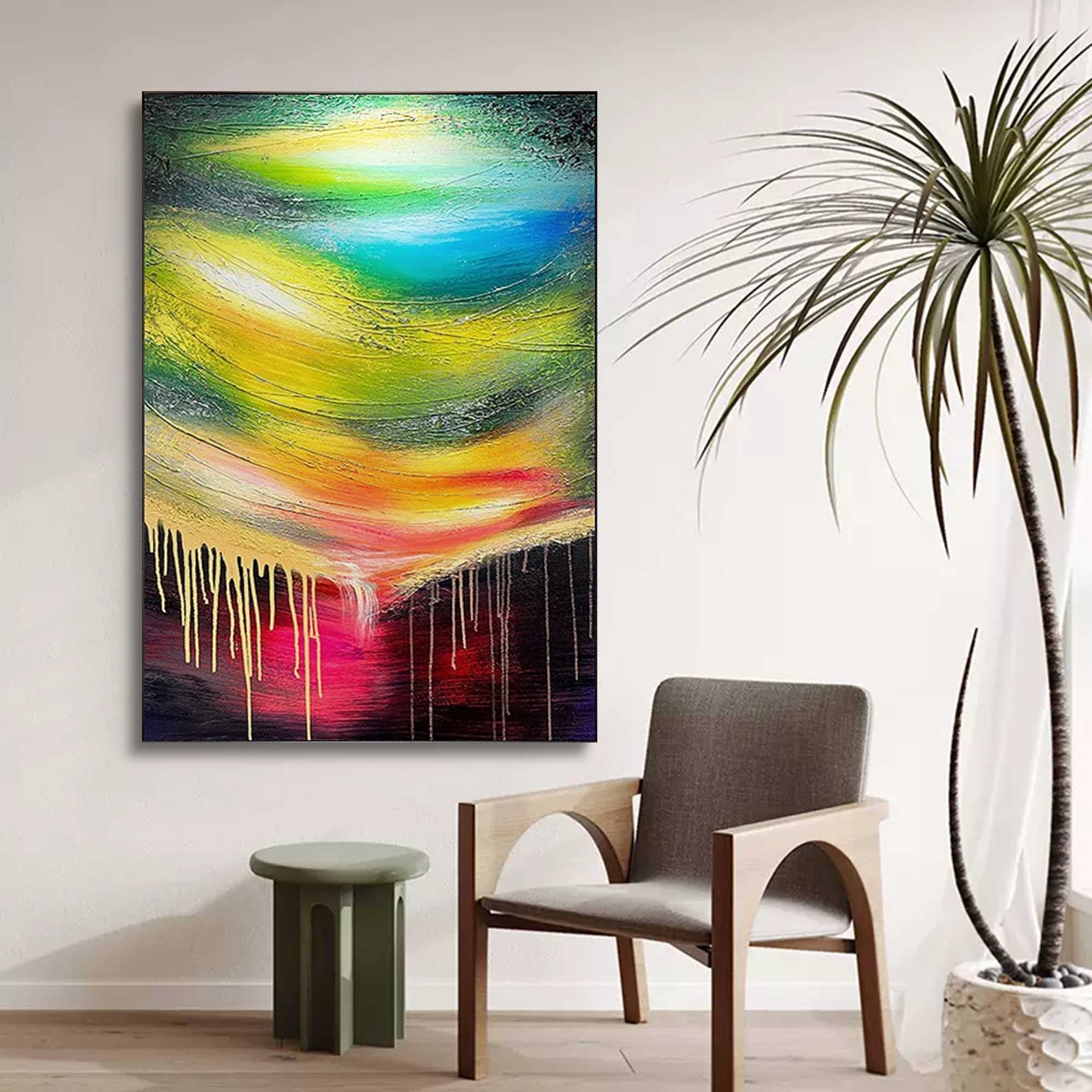 Wallart Vivid Drip Abstract Color Wave Canvas Art