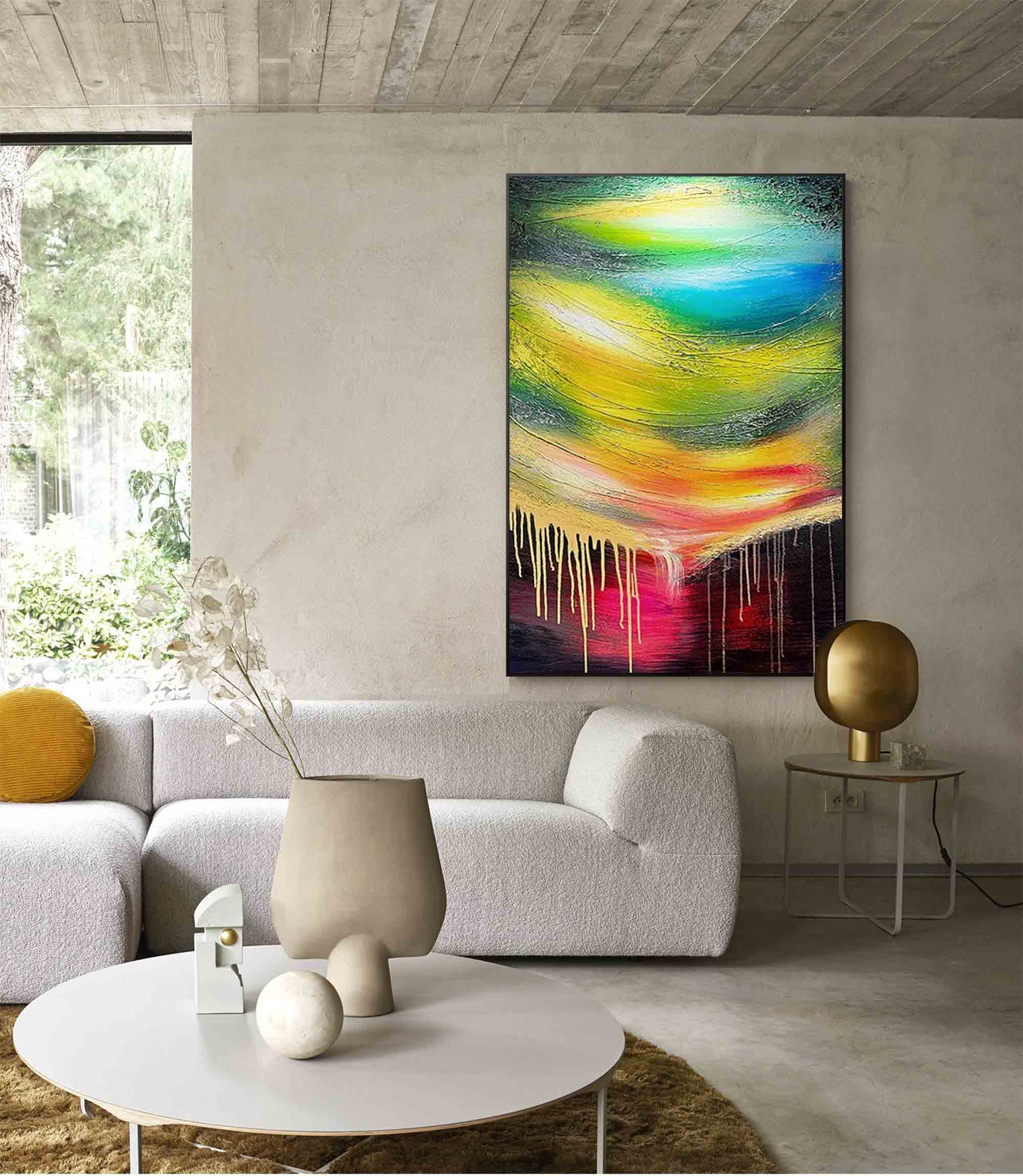Wallart Vivid Drip Abstract Color Wave Canvas Art