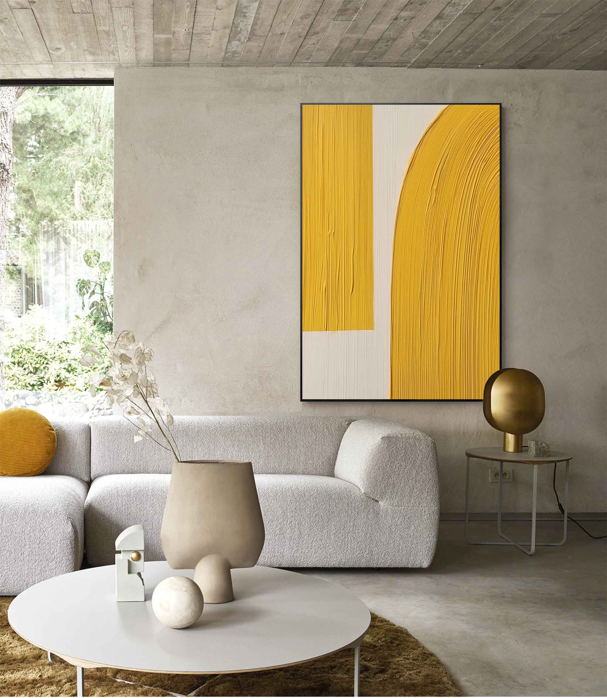 Wallart Minimalist Yellow Arc Abstract Art
