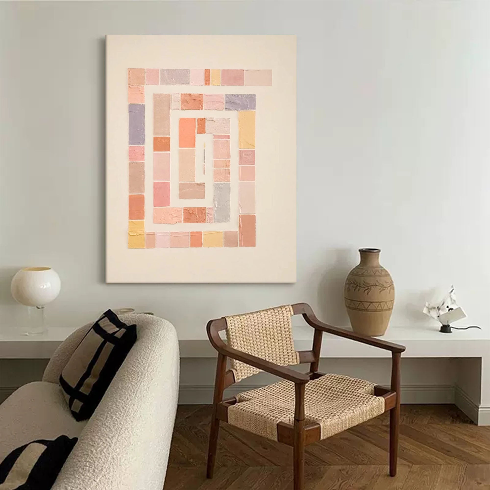 Wallart Soft Spiral: Pastel Geometric Harmony