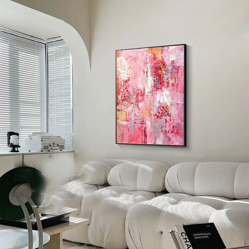 Wallart Pink Abstract Textured Canvas Art