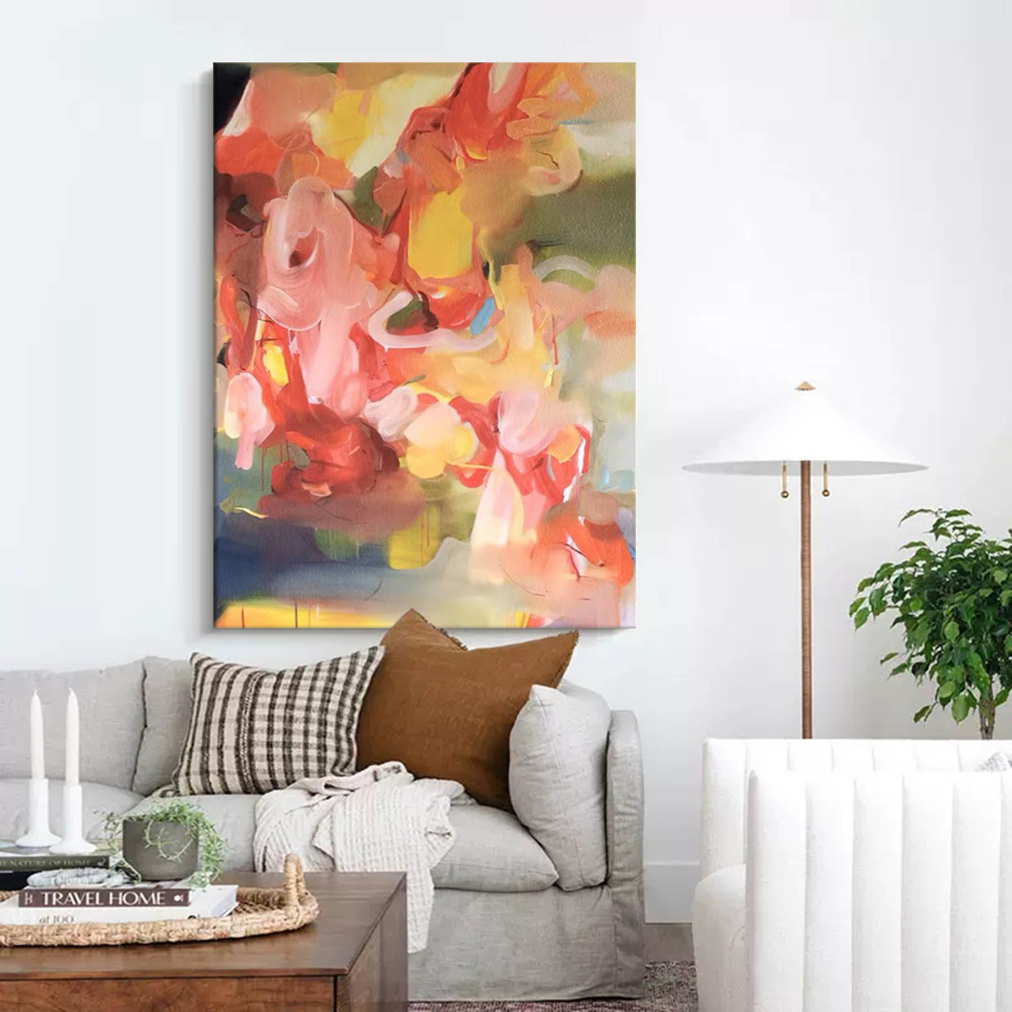 Wallart Soft Abstract Floral Oil Painting