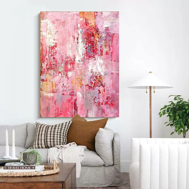 Wallart Pink Abstract Textured Canvas Art
