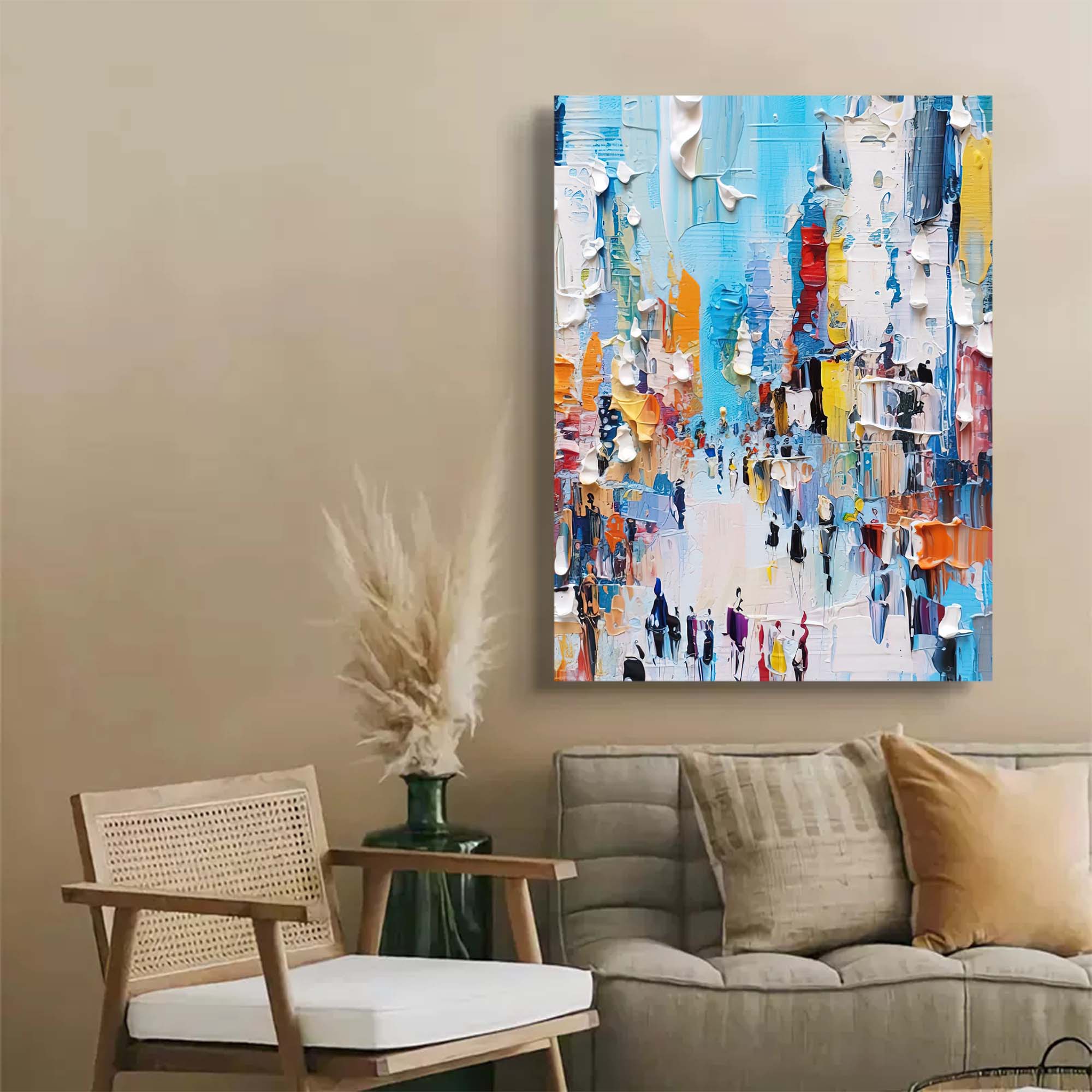 Wallart Abstract Light Cityscape Oil Painting