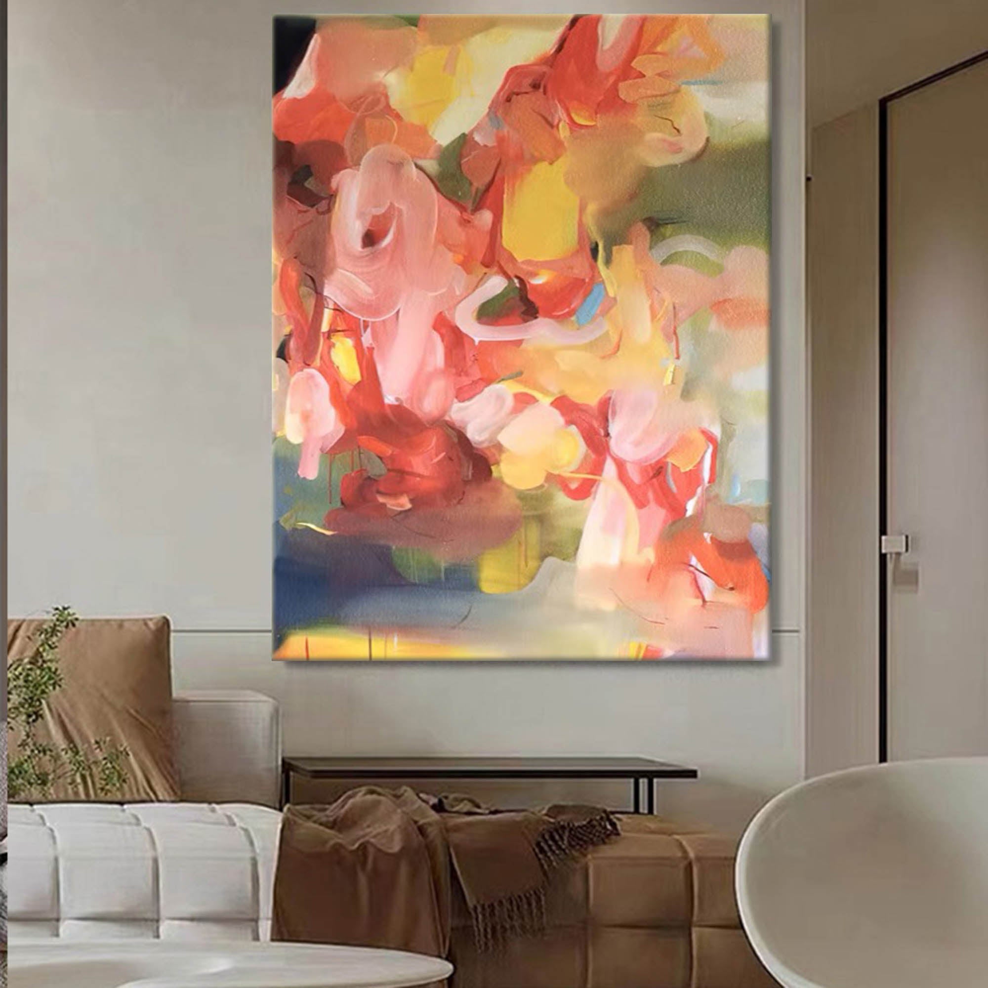 Wallart Soft Abstract Floral Oil Painting