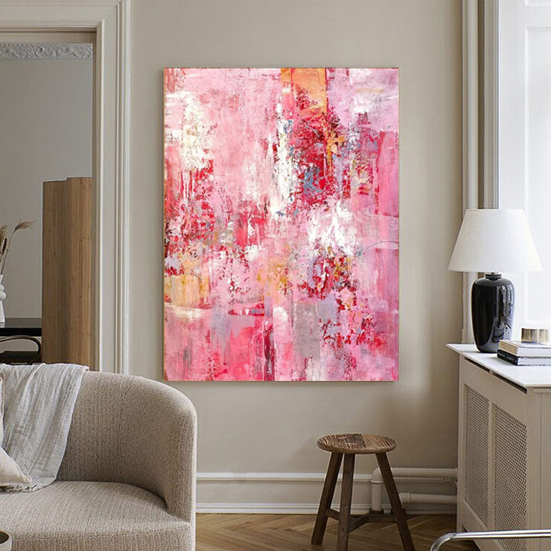 Wallart Pink Abstract Textured Canvas Art