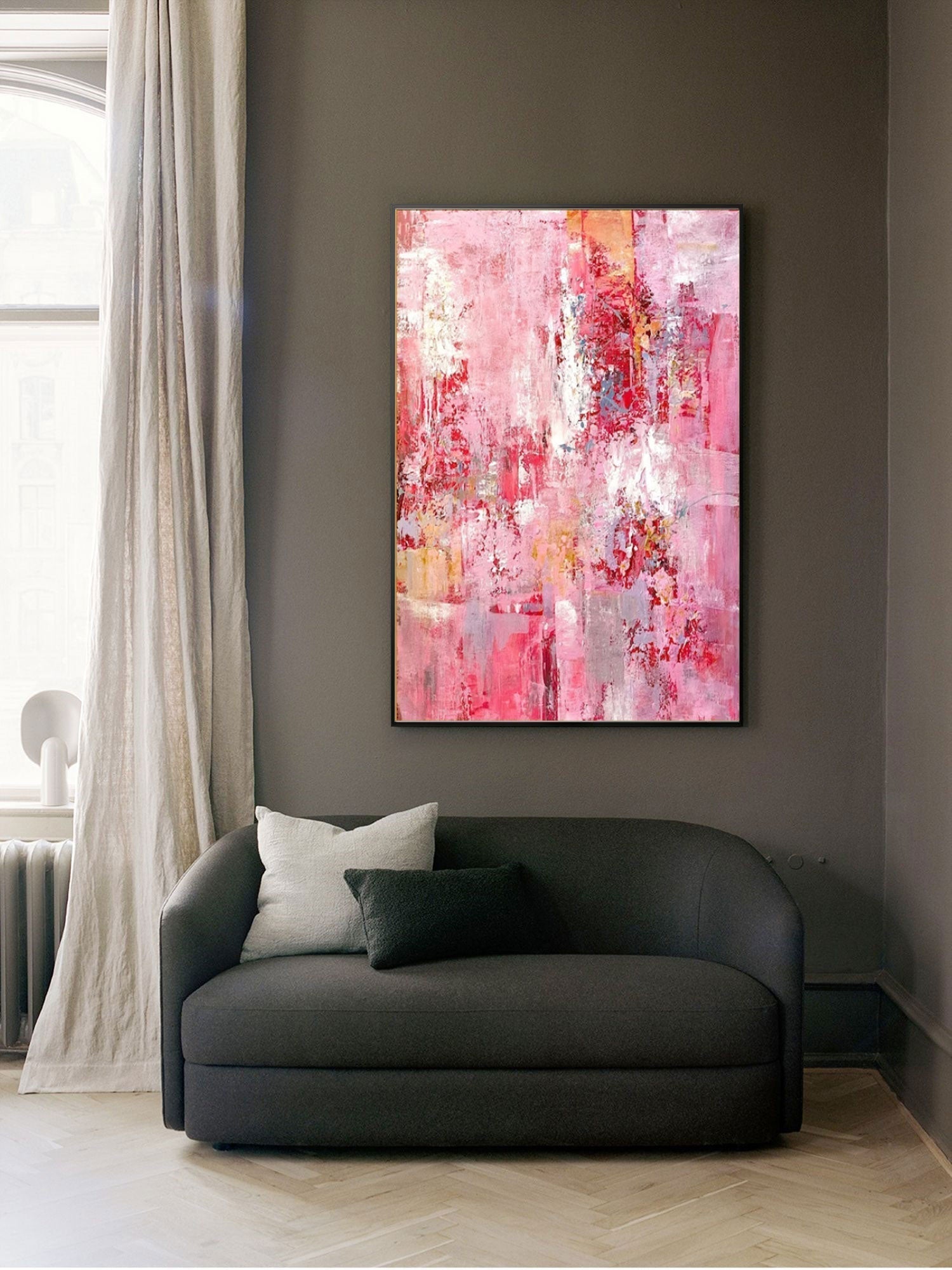 Wallart Pink Abstract Textured Canvas Art