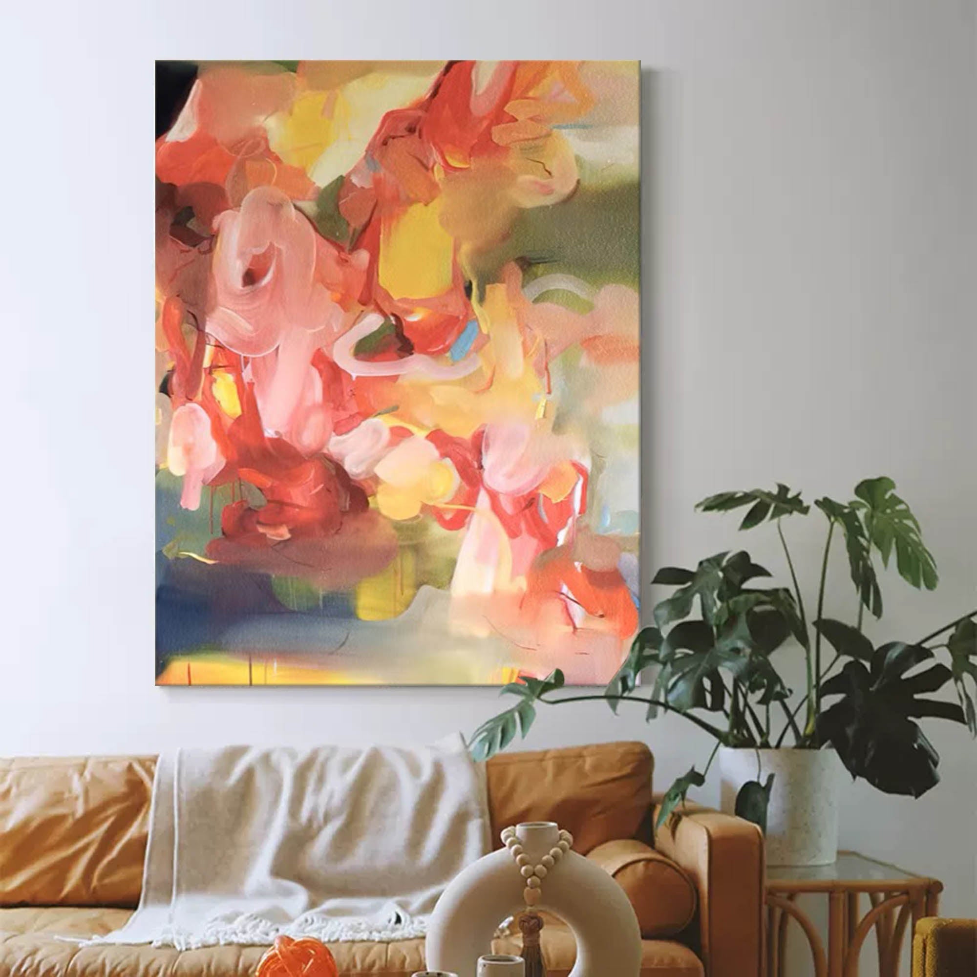 Wallart Soft Abstract Floral Oil Painting
