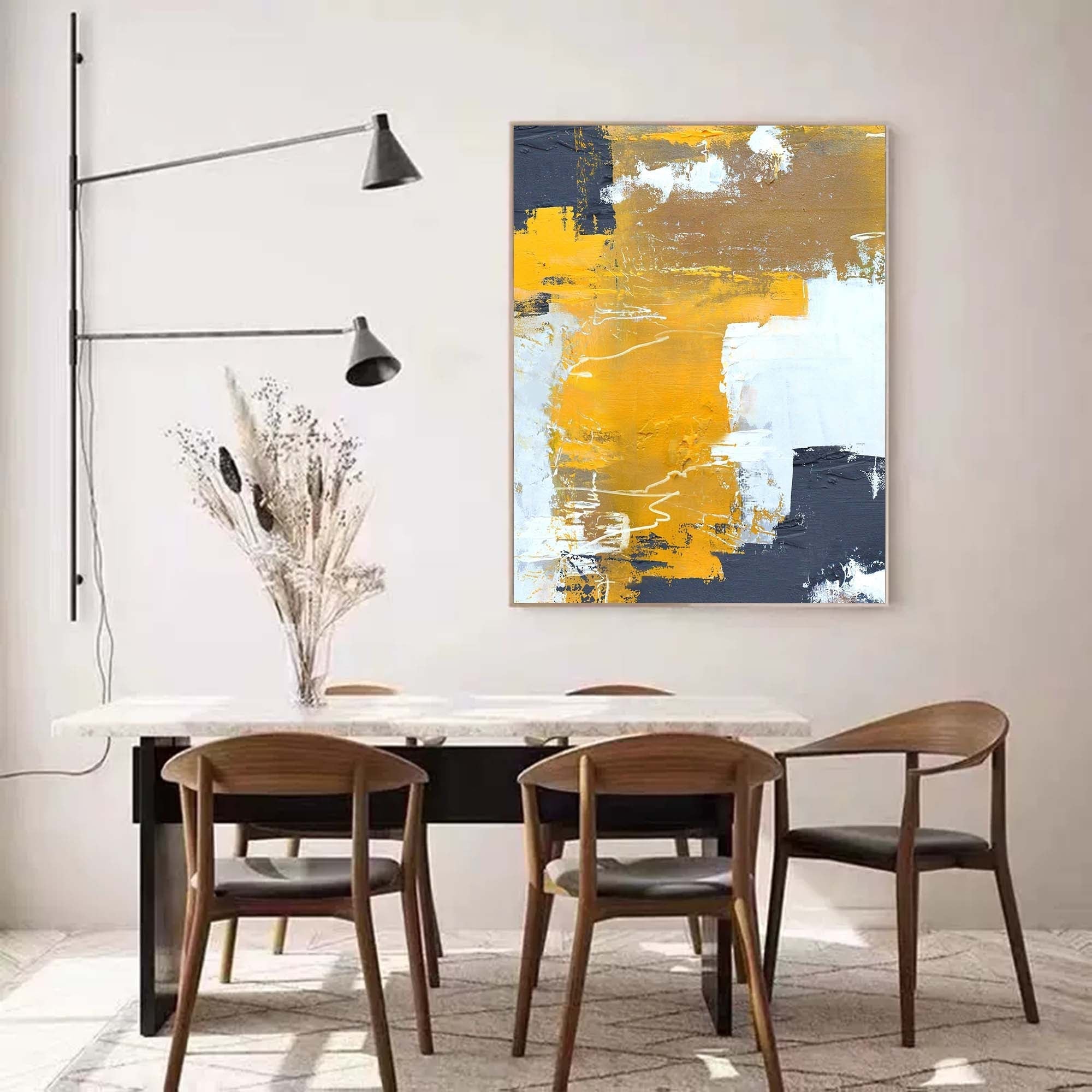 Wallart Golden Beige Abstract Canvas Art