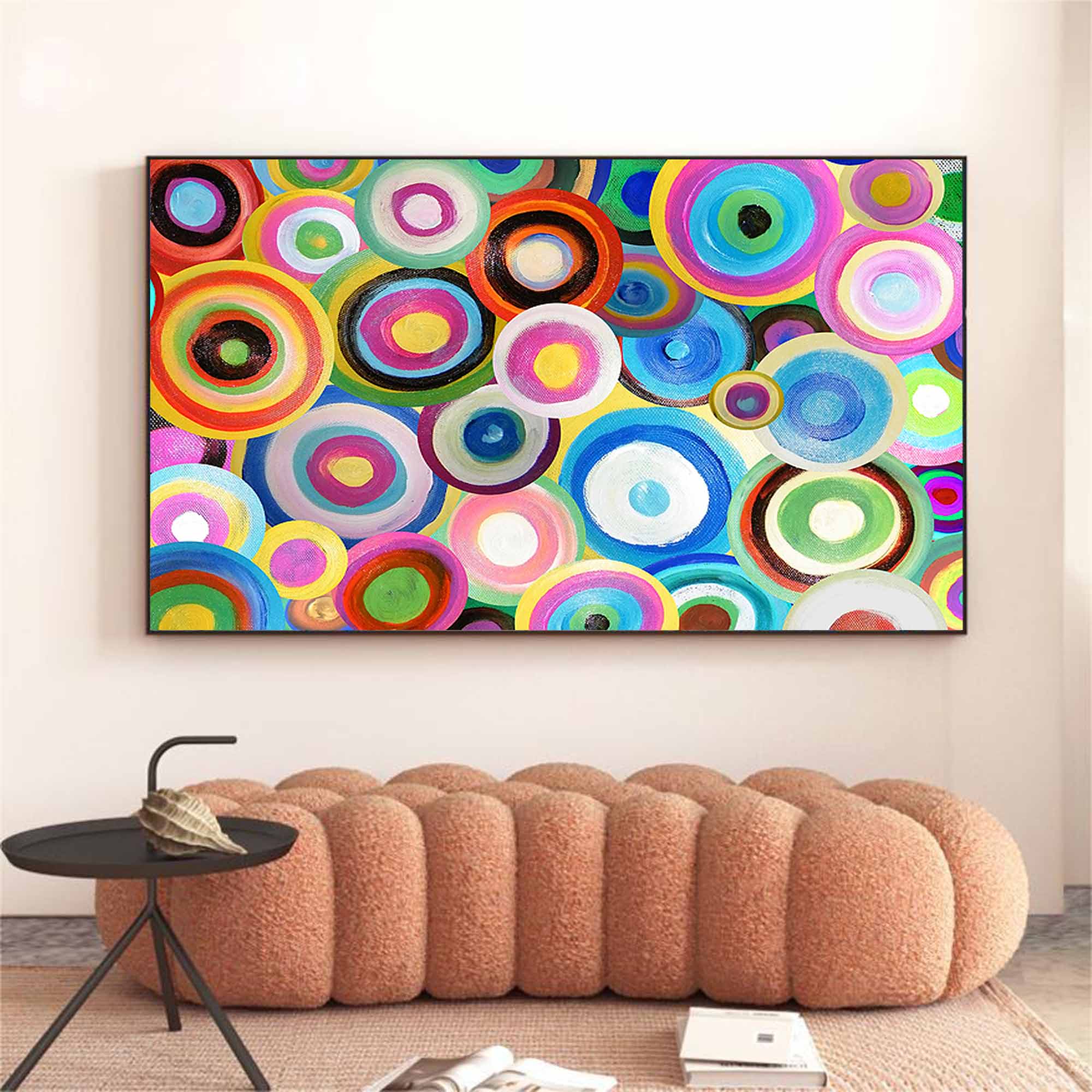Wallart Colorful Circles Textured Abstract Art