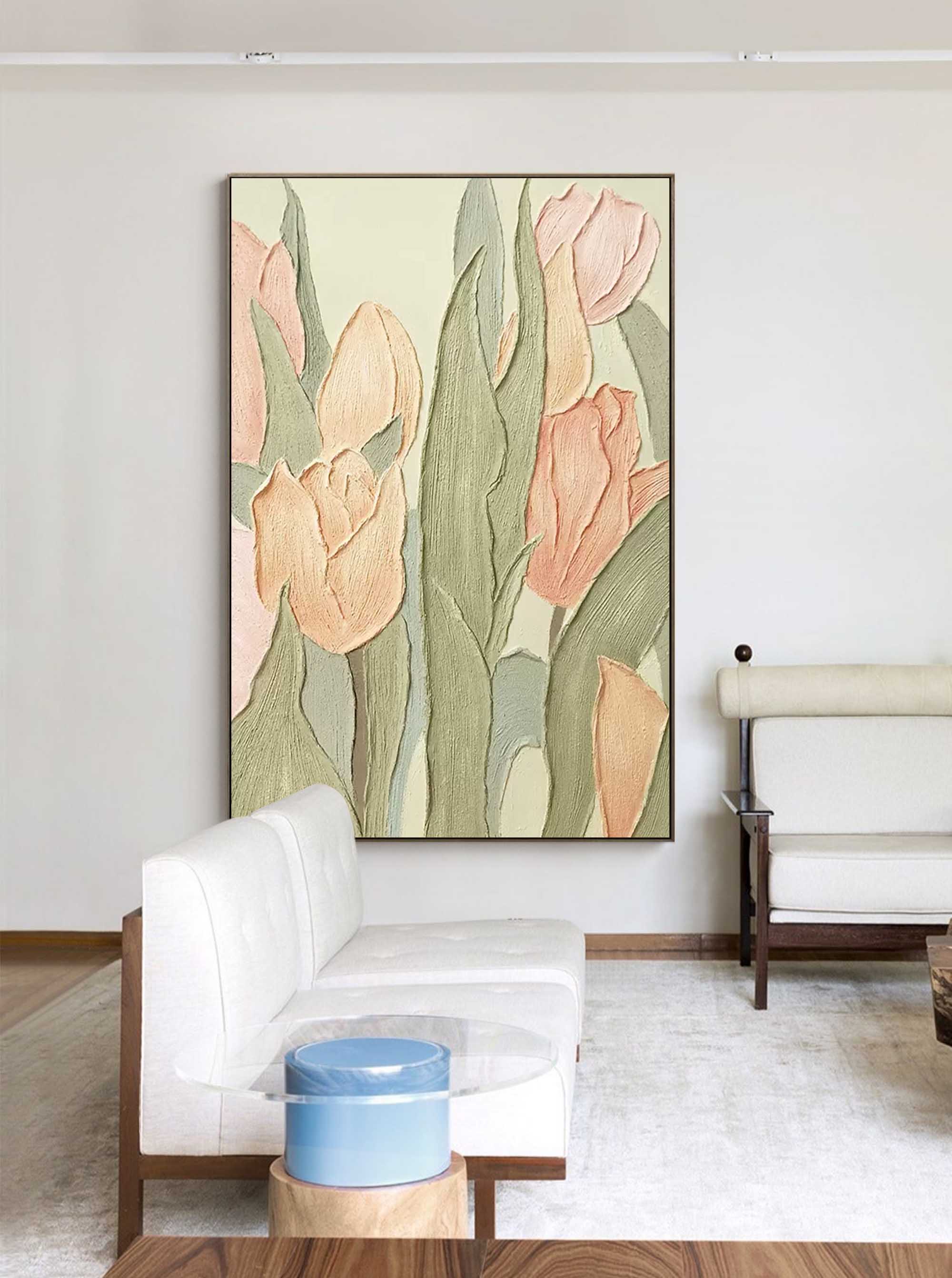 Wallart Pastel Tulip Textured Canvas Art