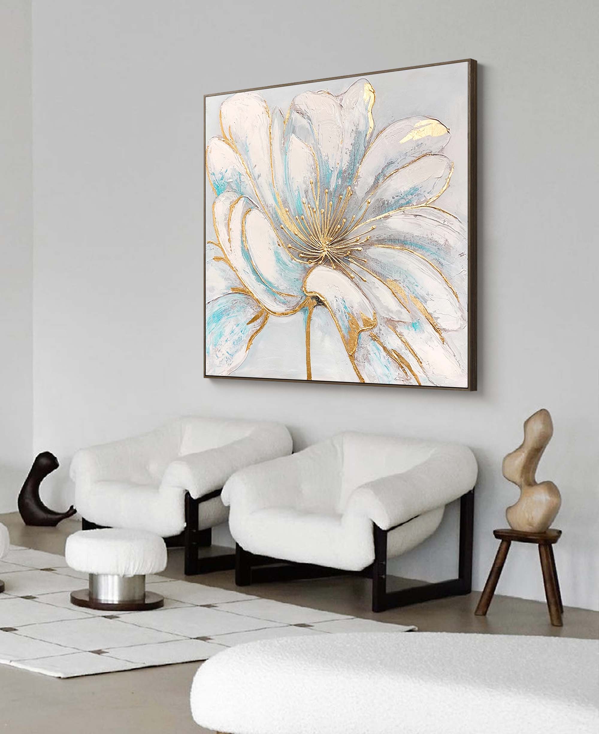 Wallart Gold Accented Floral Canvas Art