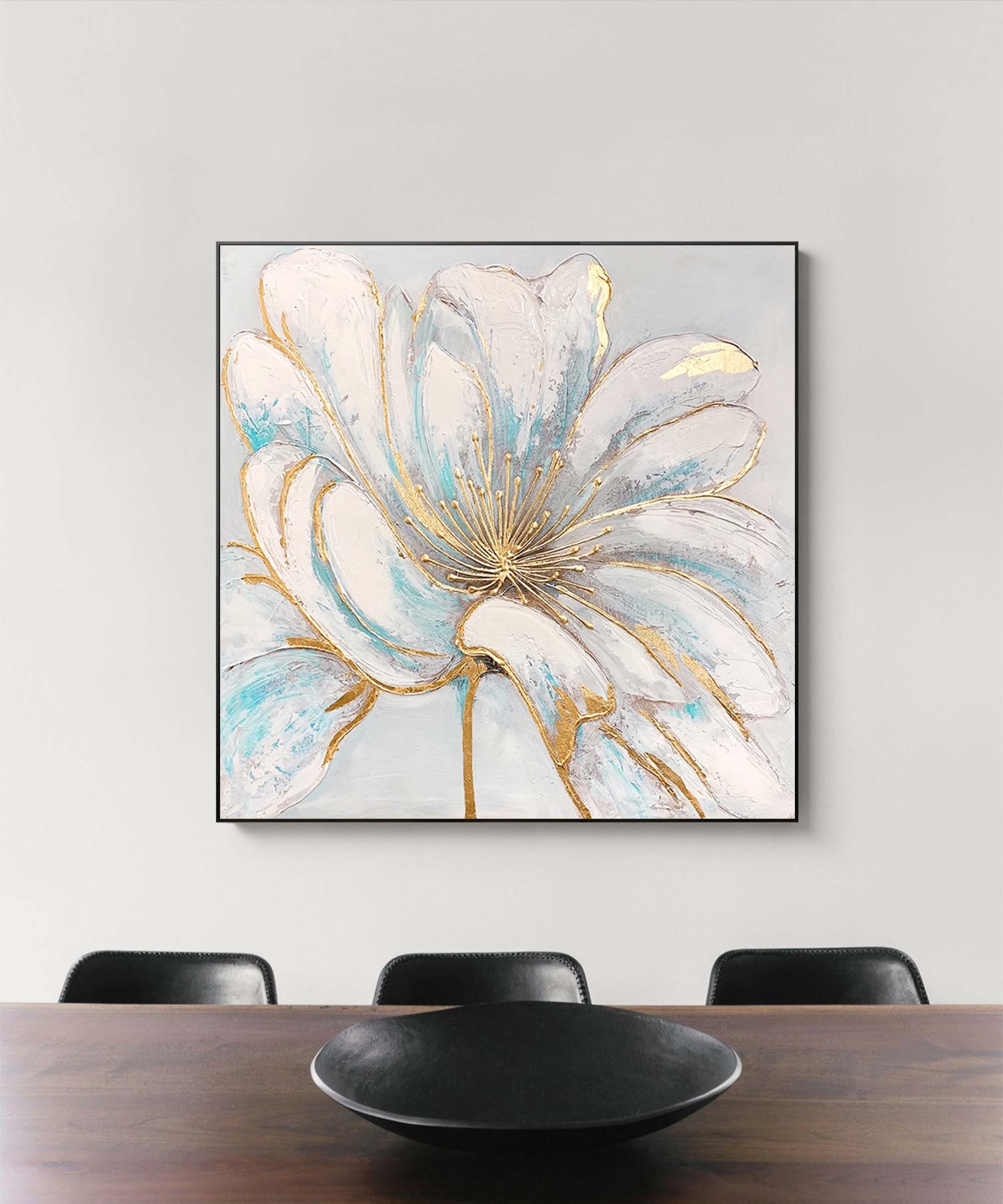 Wallart Gold Accented Floral Canvas Art