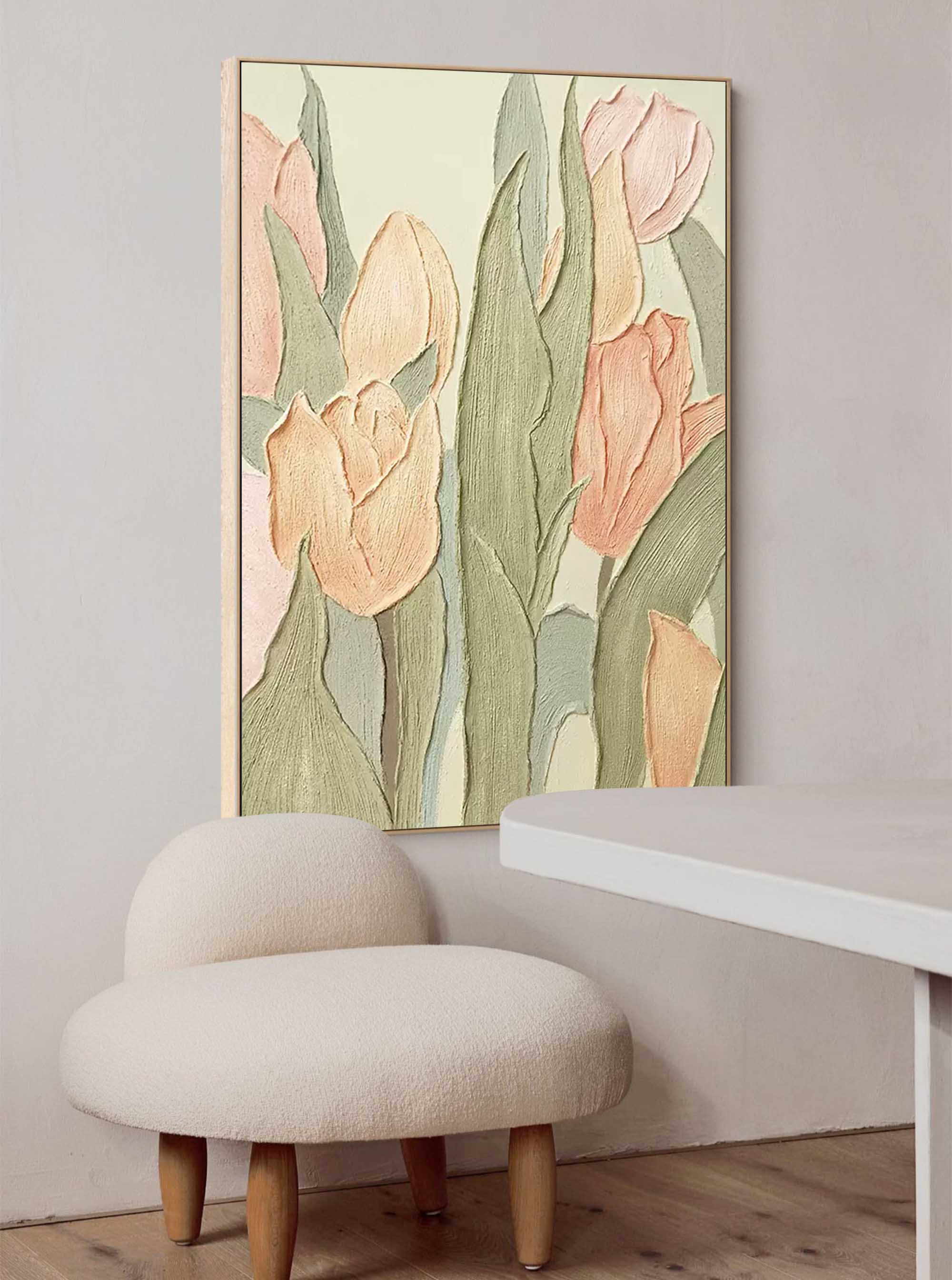 Wallart Pastel Tulip Textured Canvas Art