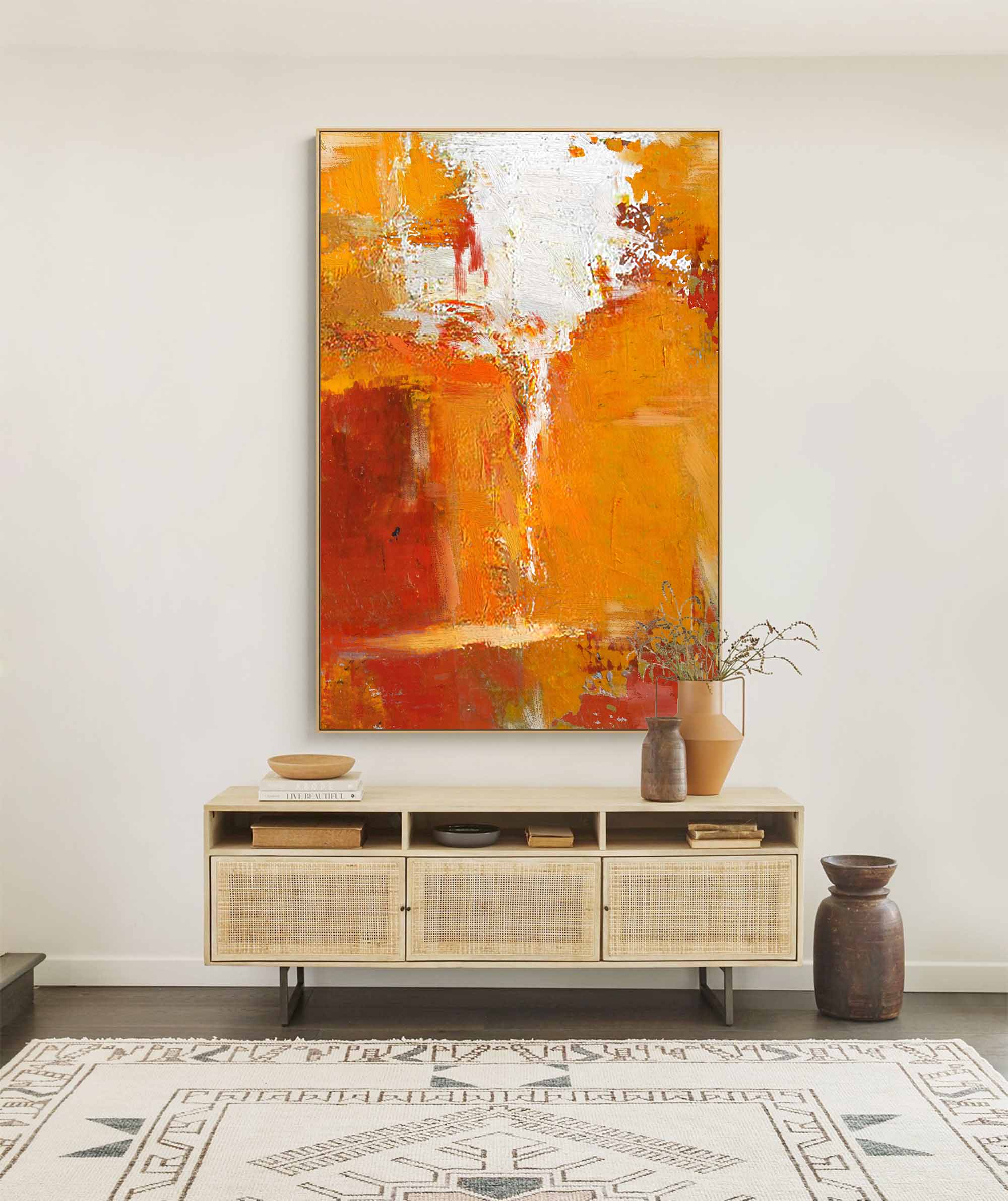 Wallart Fiery Sunset Abstract Canvas Art