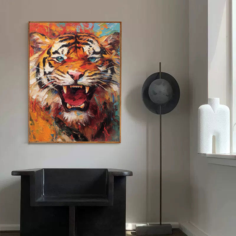Wallart Ferocious Tiger in Vibrant Fury