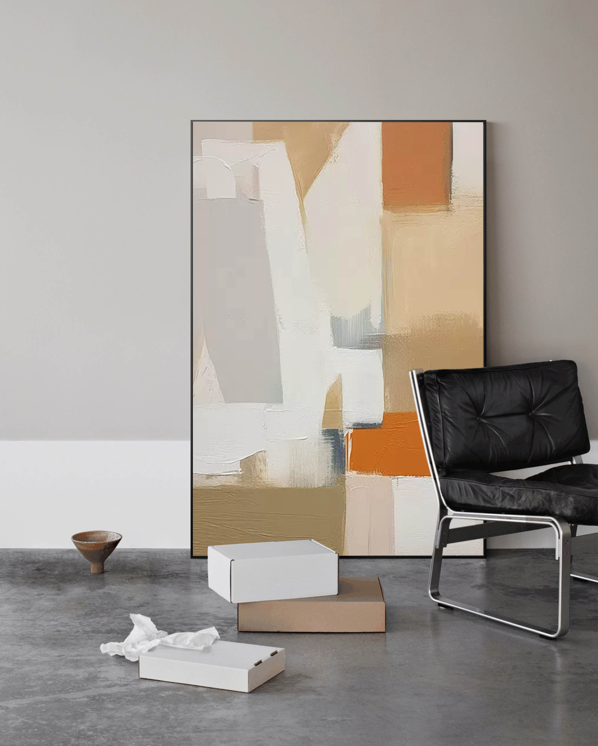 Wallart Neutral Tones Geometric Abstract Art