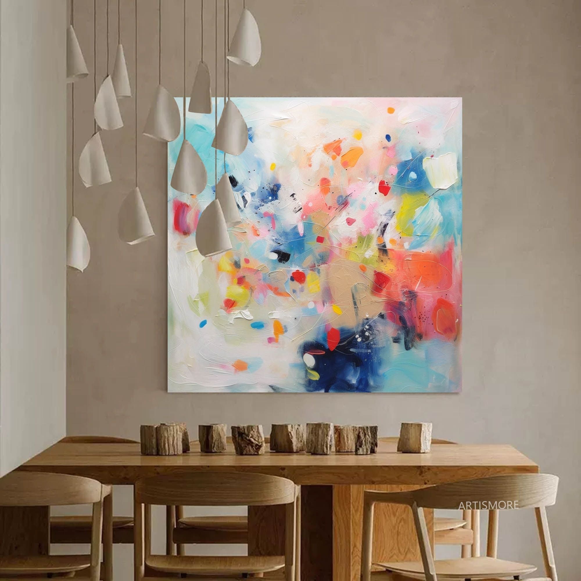 Wallart Abstract Color Burst Brushstroke Art