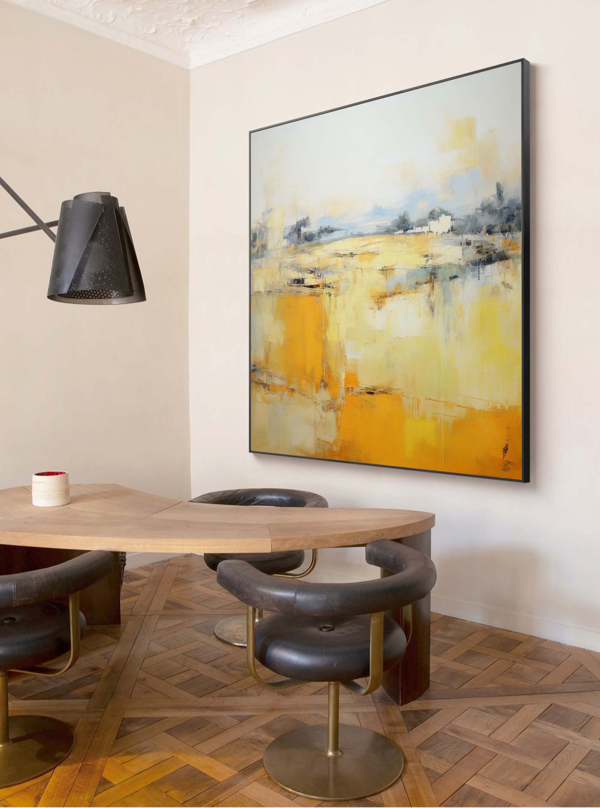 Wallart Vibrant Yellow Abstract Landscape Art