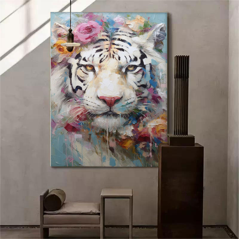 Wallart Floral Majesty: White Tiger in Bloom